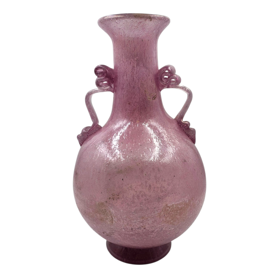 AMPHORE EN VERRE SOUFFLE ROSE 35 CM