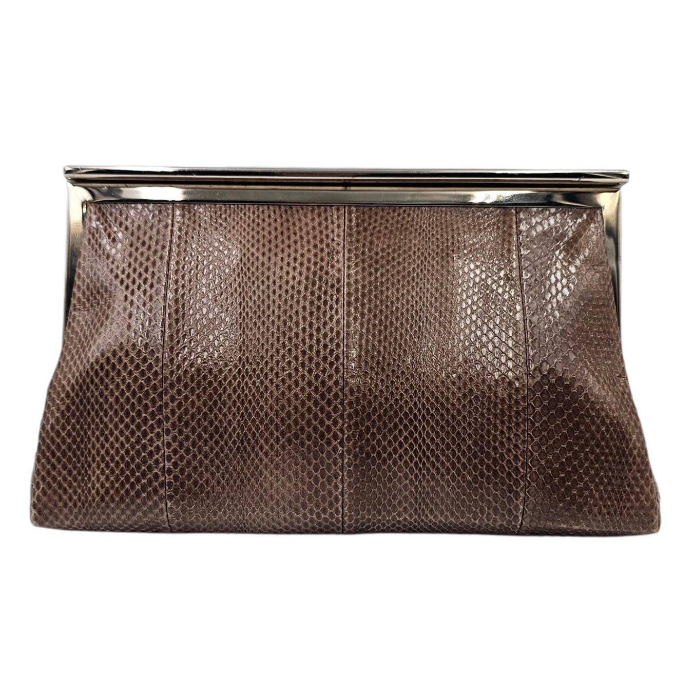 MARNI POCHETTE RIGIDE EN CUIR DE PYTHON BEIGE + DUST BAG