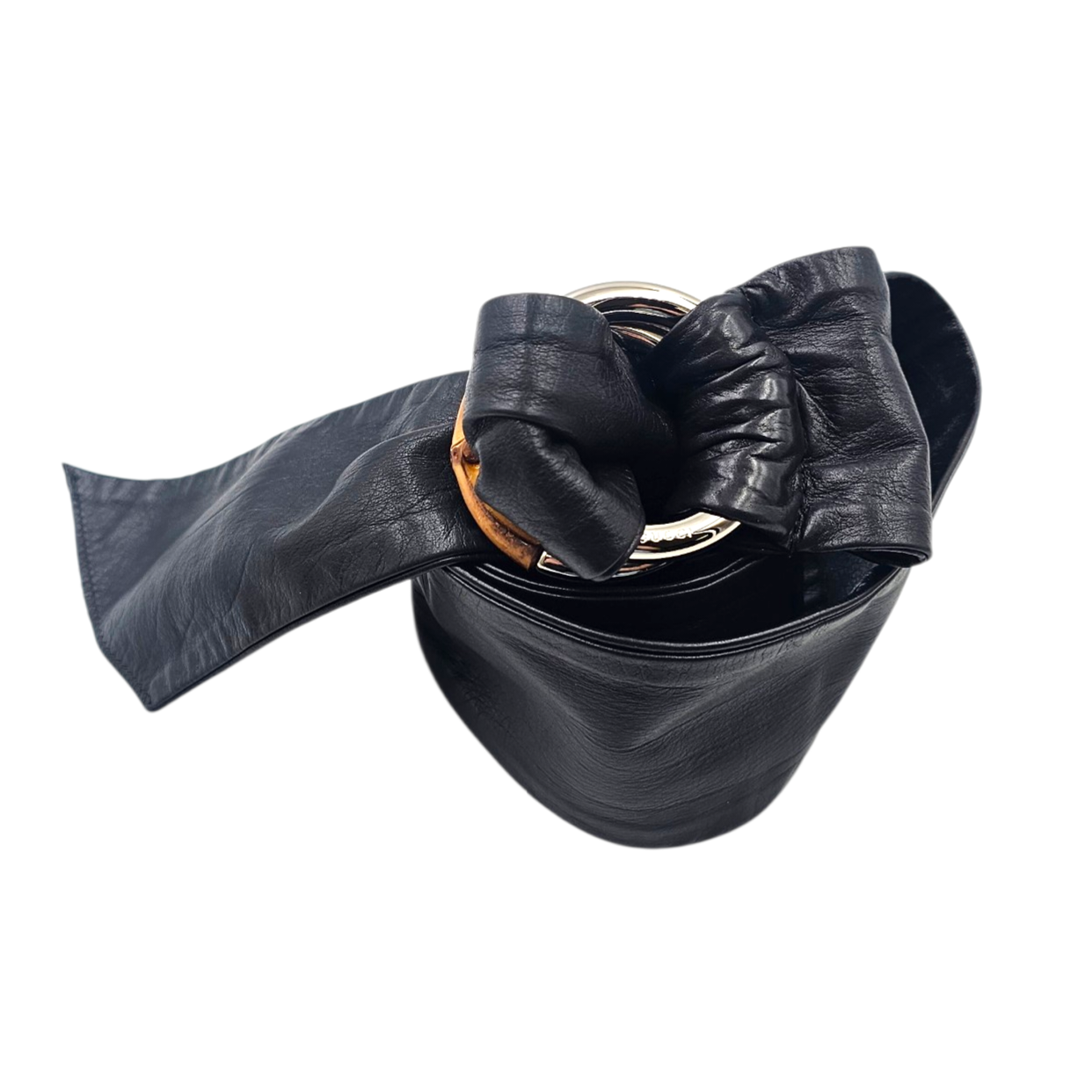 GUCCI BAMBOO CEINTURE EN CUIR NOIR (214351) T.95/38 REF. 232842