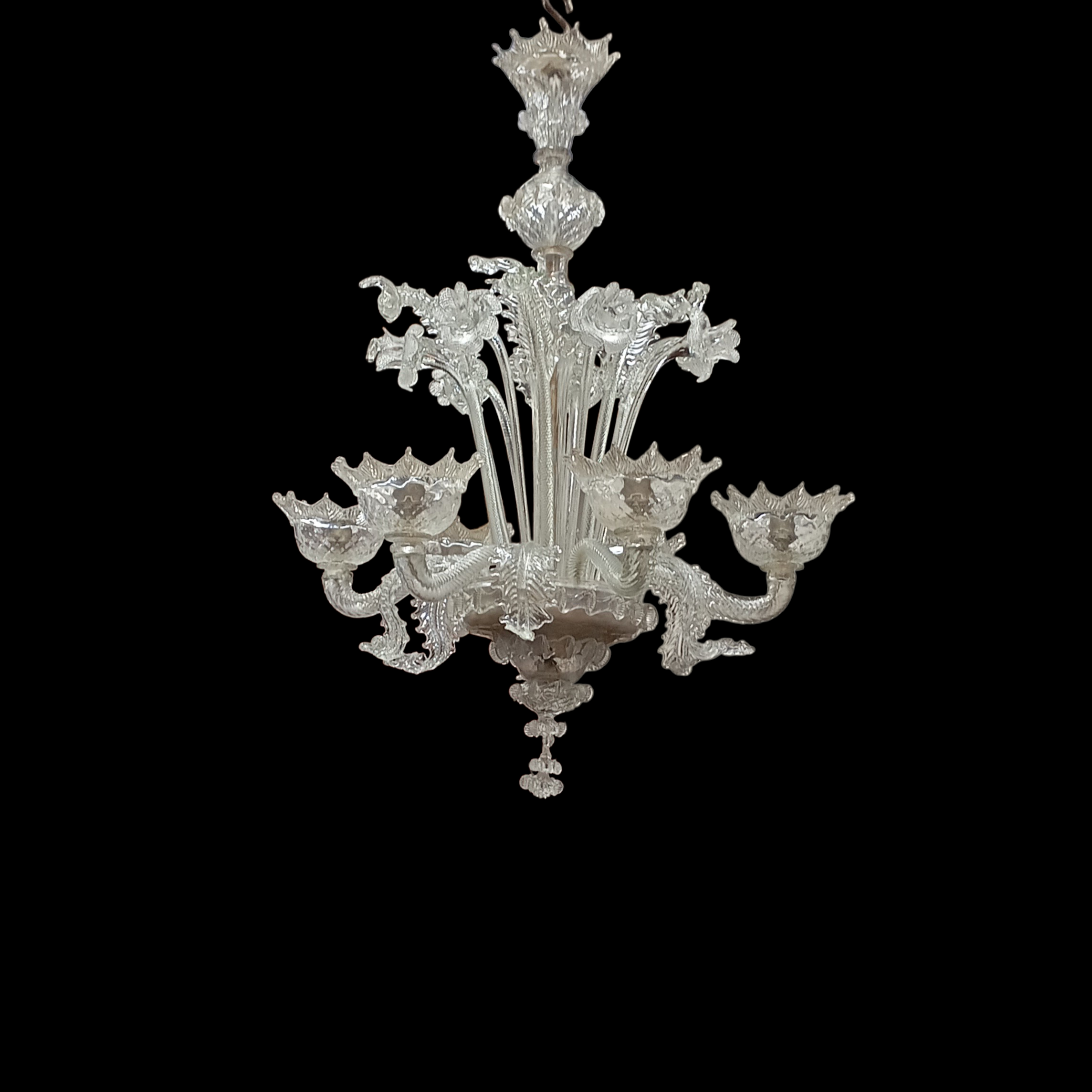 LUSTRE MURANO 6 BRANCHES HAUTEUR 75 CM DIAM 54 CM