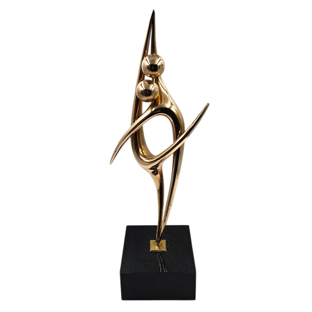 ALAIN CANTAREL CARESSE SCULPTURE EN BRONZE DORE 2/8 H 45 CM