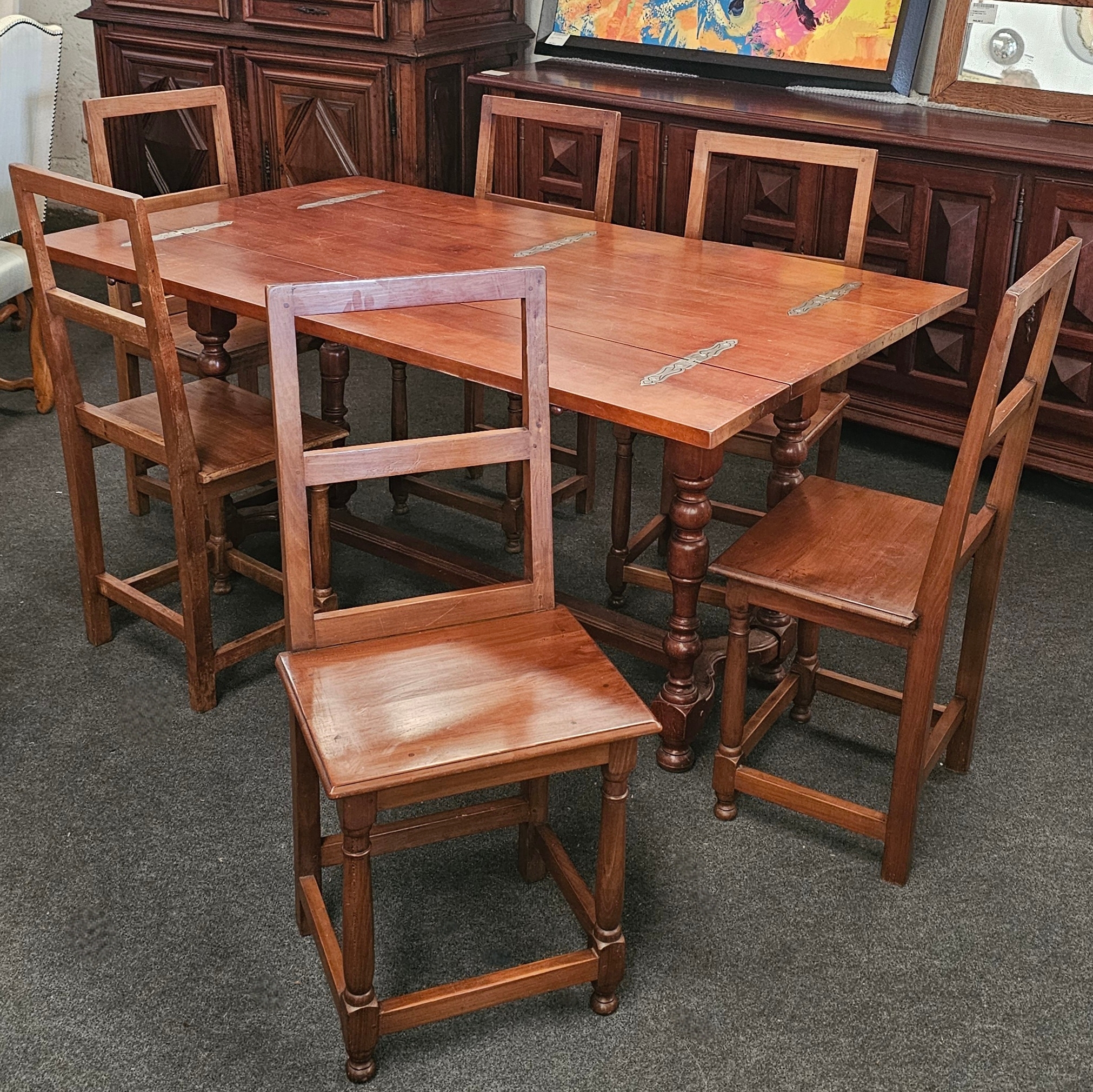 GROUPE DE 6 CHAISES LORRAINES EN NOYER 95 X 42 X 68 CM 