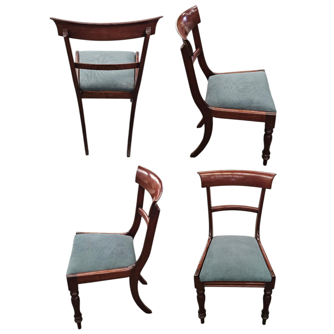 SUITE DE 4 CHAISES ANGLAISES EN ACAJOU 95 X 42 X 46 CM 