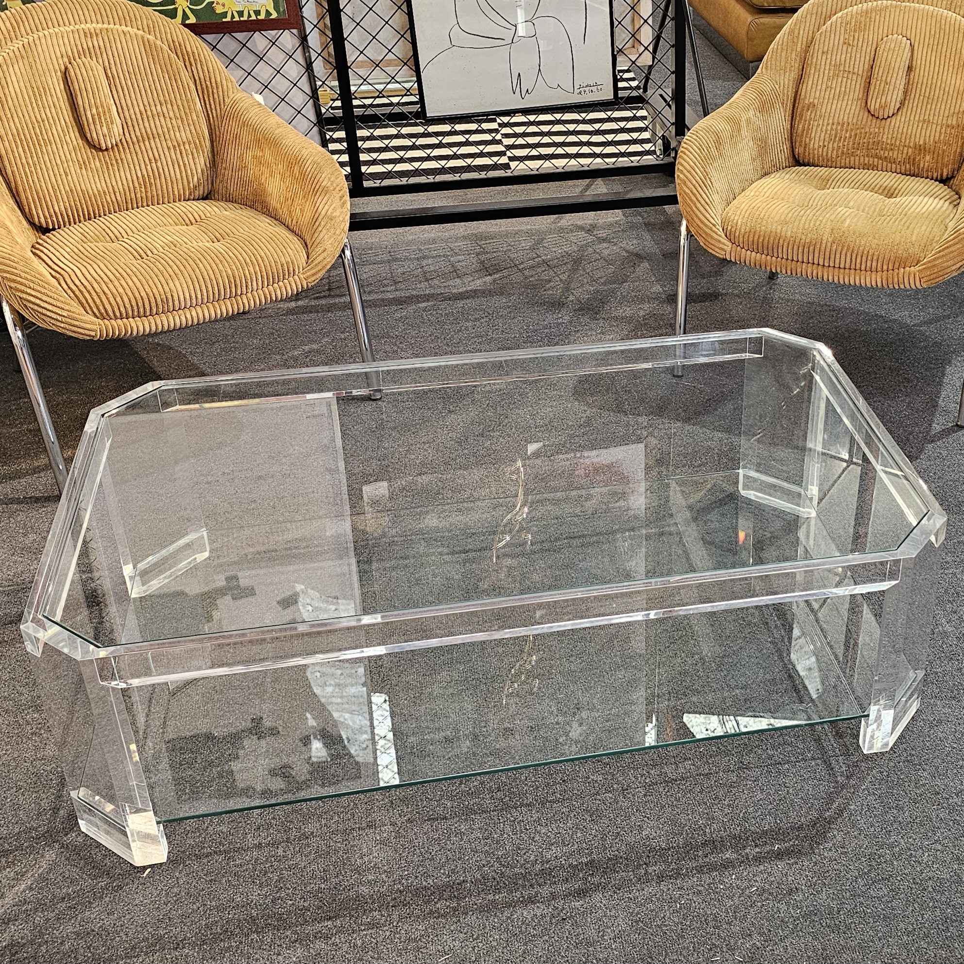 TABLE BASSE CONTEMPORAINE DAVID LANGE 2 PLATEAUX 35 X 120 X 70 CM