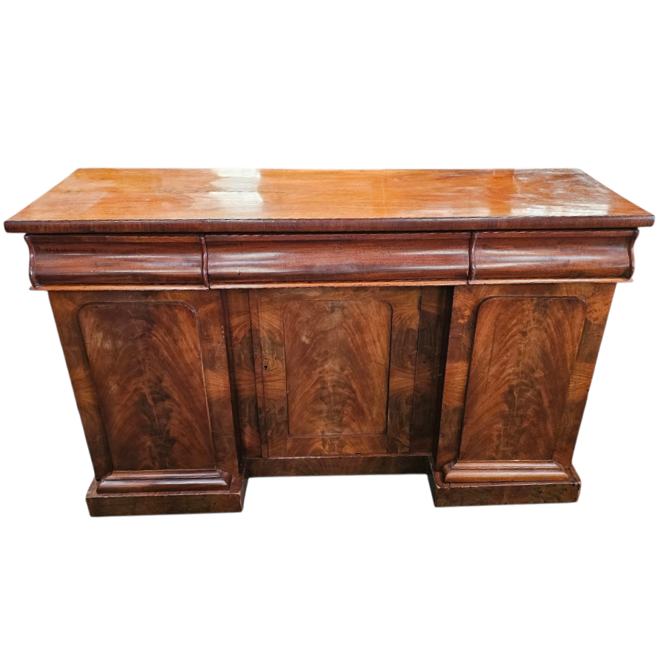 ENFILADE ANGLAISE VICTORIENNE EN ACAJOU 3 TIROIRS 3 PORTES 153 X 92 X 46 CM
