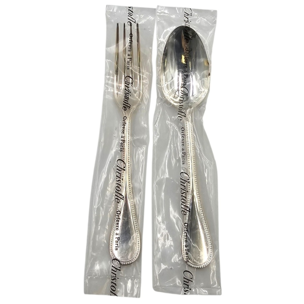 CHRISTOFLE PERLES 5 COUVERTS A ENTREMET (10 PIECES) NEUF EN METAL ARGENTE