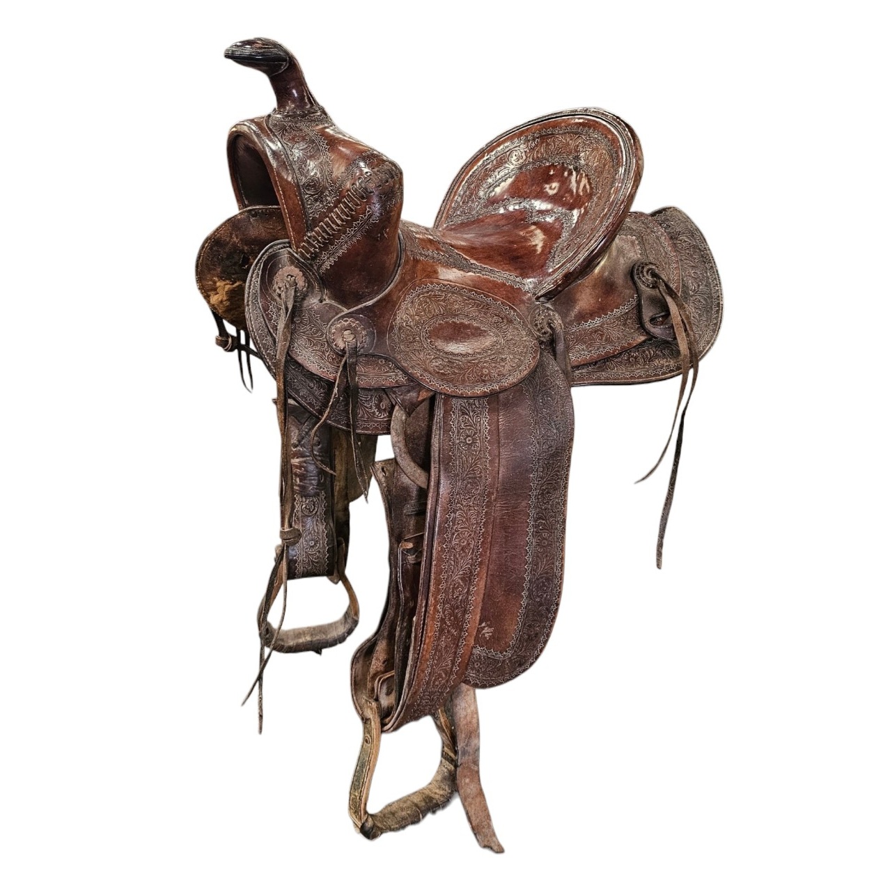 BOOLS & BUTLER RENO-NEV SELLE WESTERN EN CUIR MARRON
