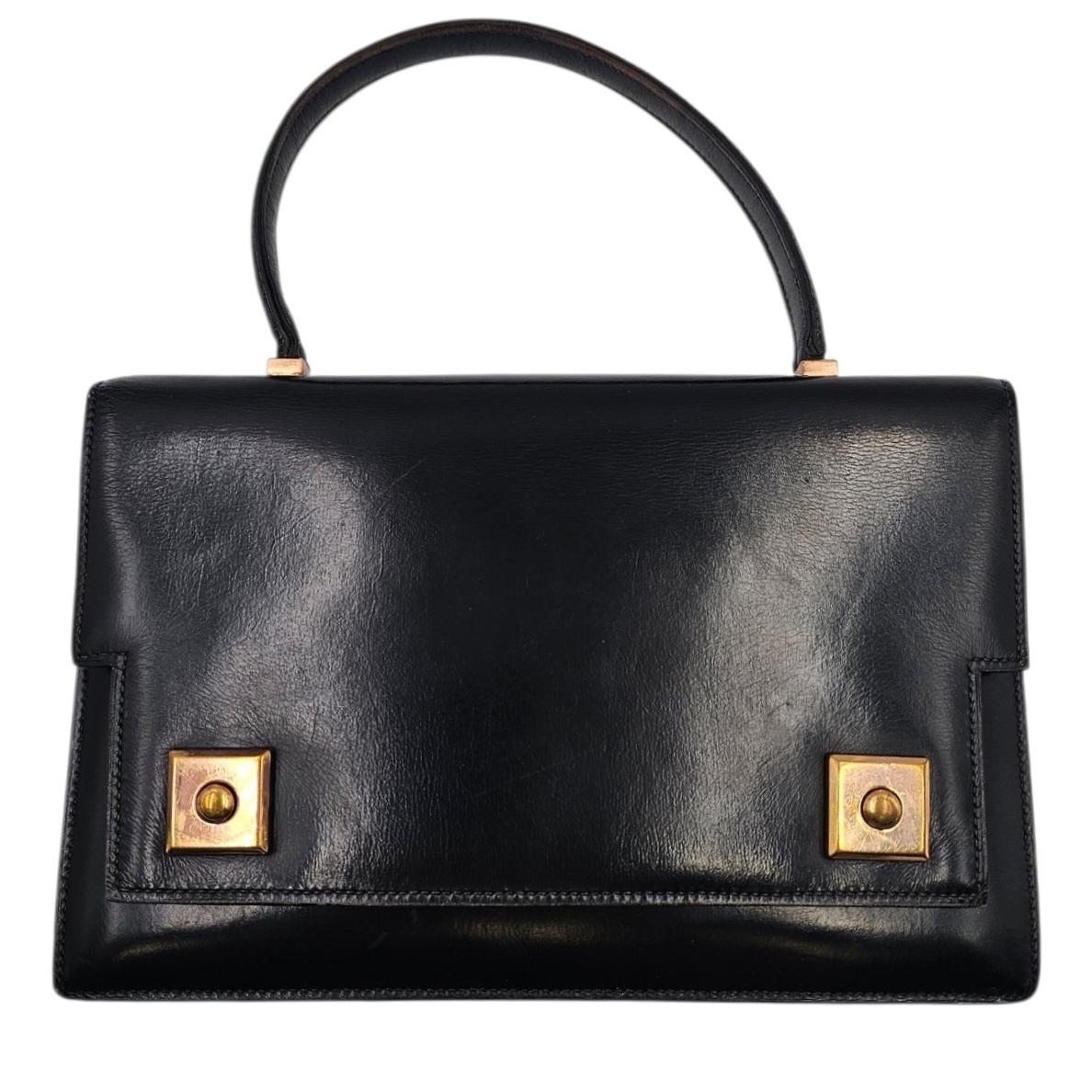 HERMES SAC PIANO EN CUIR BOX NOIR BIJOUTERIE GHW VINTAGE CIRCA 1968-1970 + DB