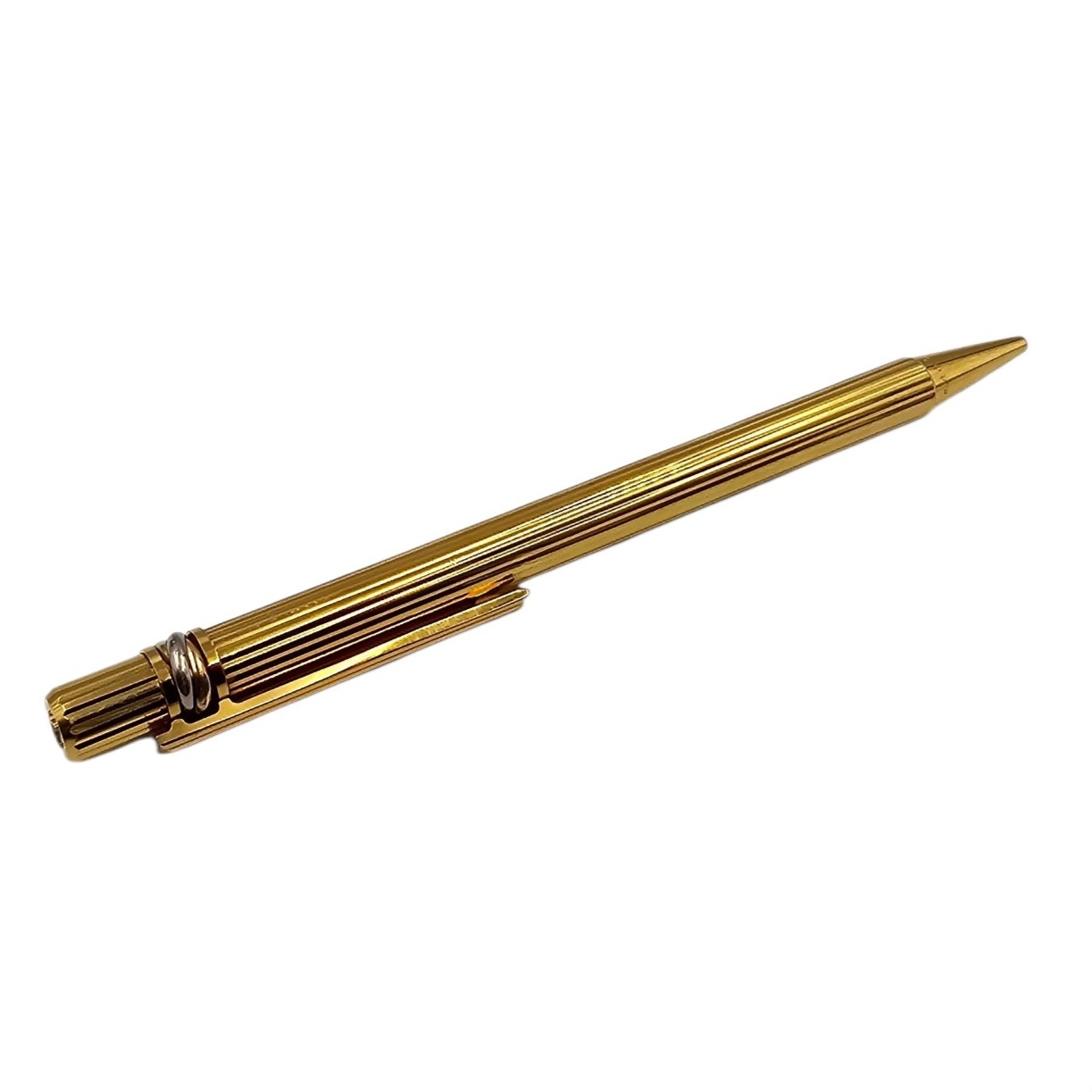 CARTIER STYLO BILLE TRINITY EN PLAQUE OR (C05658) 
