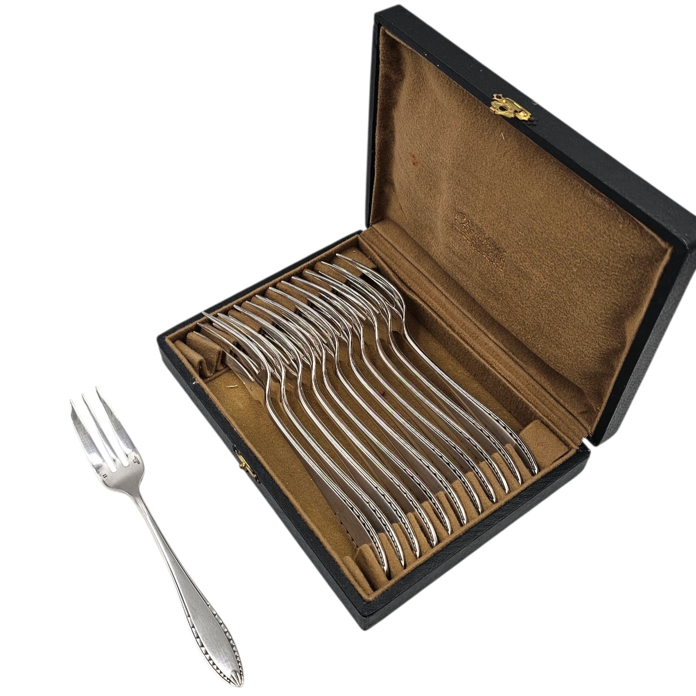 CHRISTOFLE ALBATROS 12 FOURCHETTES A GATEAU EN METAL ARGENTE