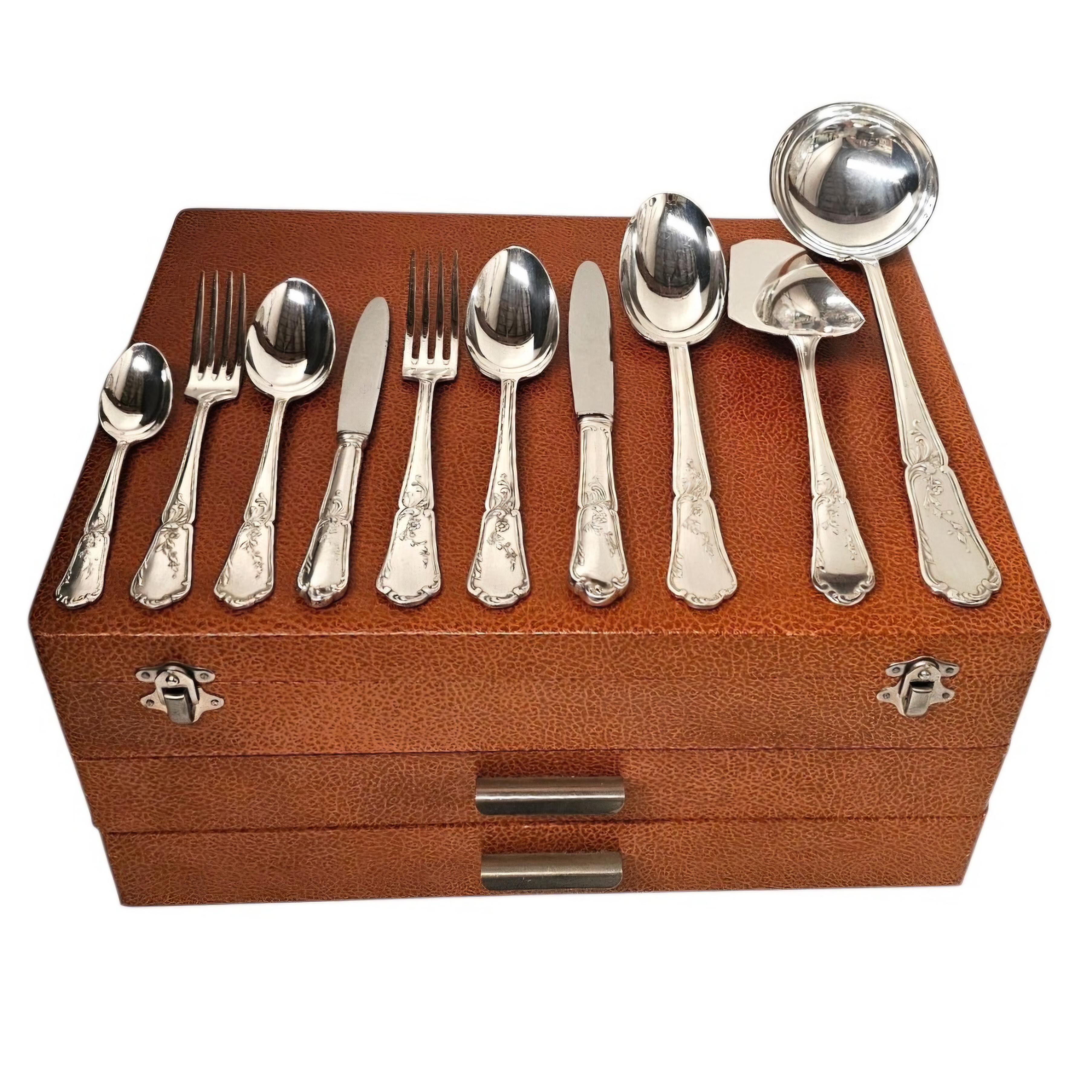 DIXI MENAGERE 87 PIECES 12 PERSONNES EN METAL ARGENTE + COFFRET