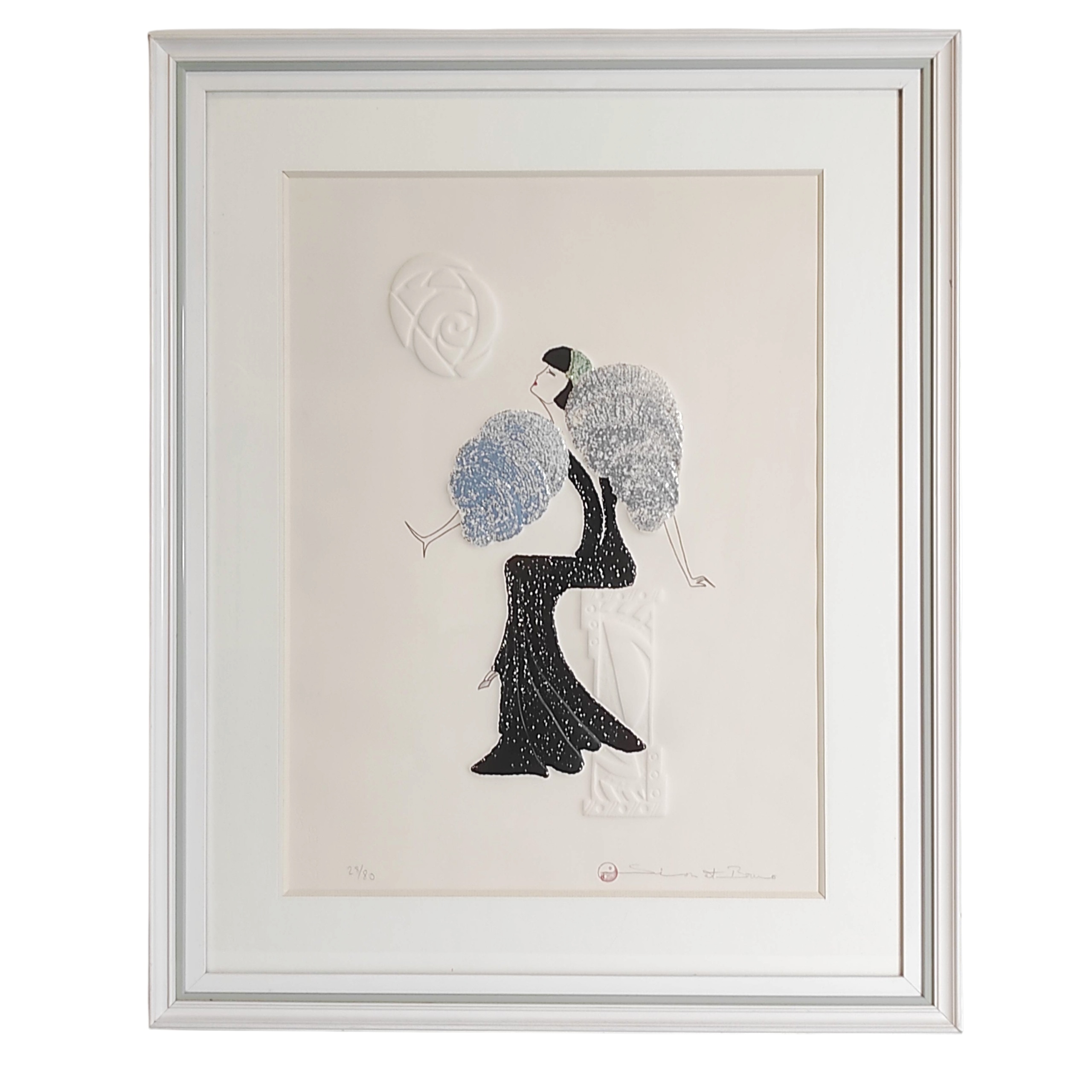SIMON ET BRUNO LITHOGRAPHIE L ELEGANTE A LA ROBE NOIRE 63 x 47 HC