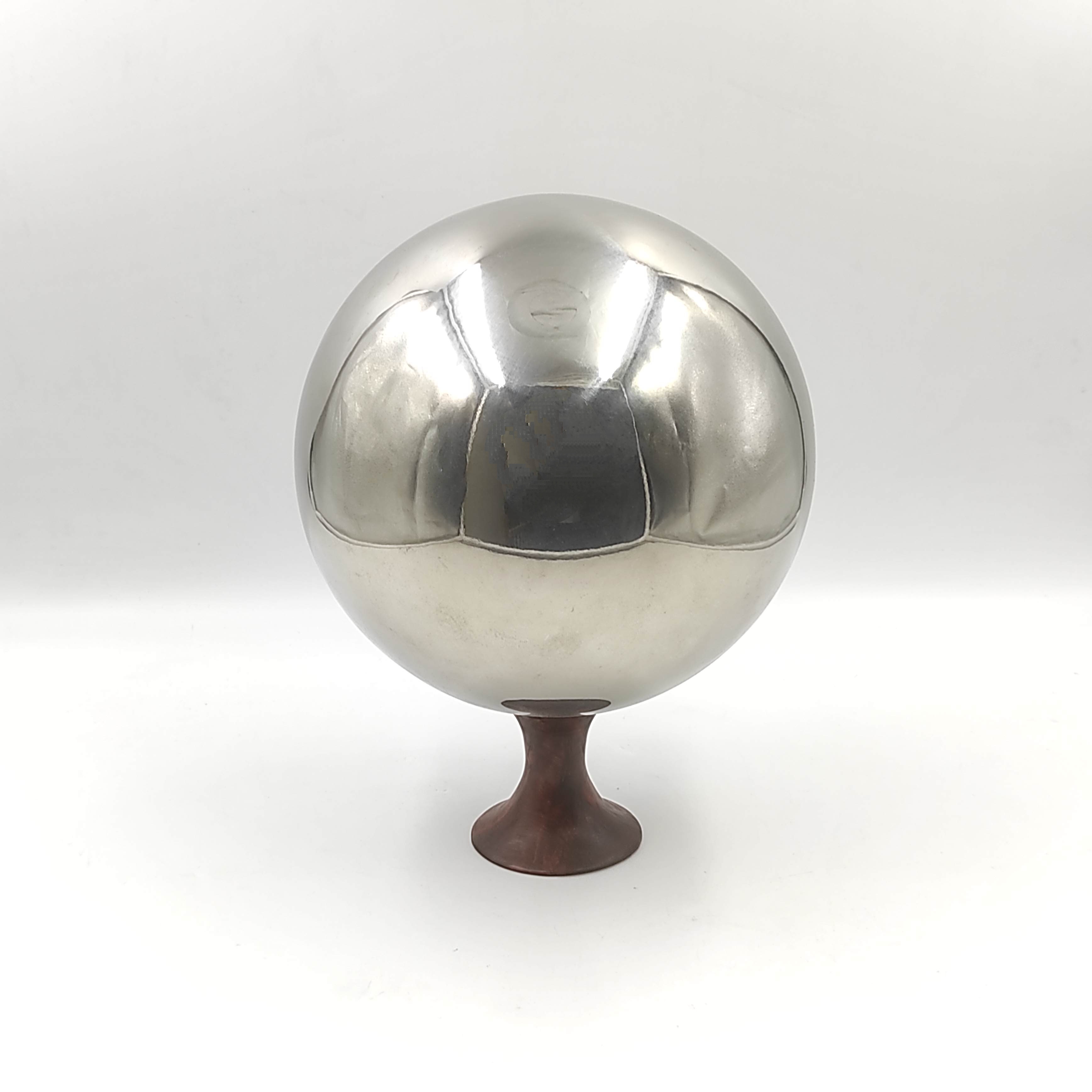 GRANDE BOULE EN VERRE EGLOMISE + SUPPORT EN THUYA DIAM 16 CM