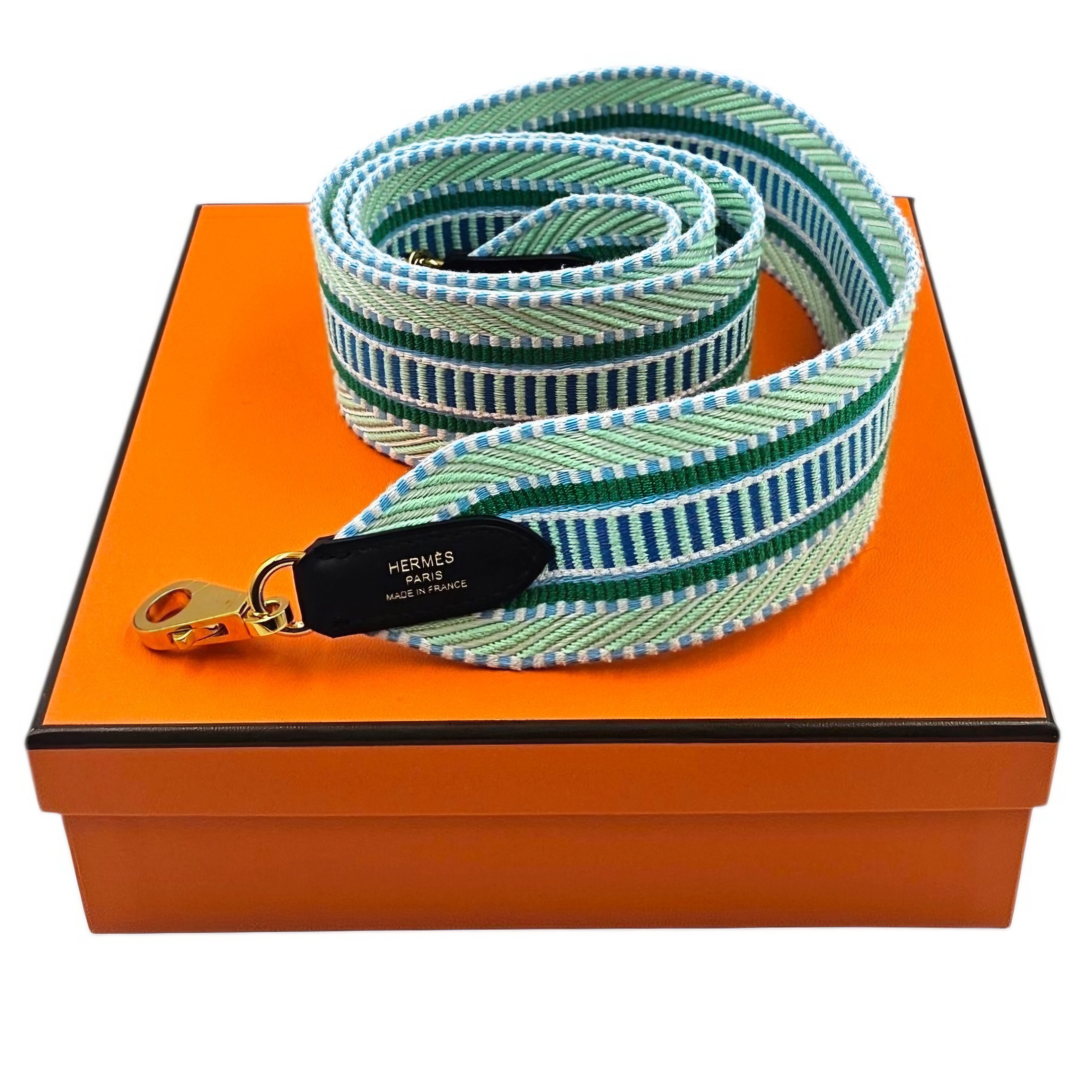 HERMES BANDOULIERE SANGLE CAVALE 50 ET CUIR GHW (BSA009XX) L. 105 CM + BOITE