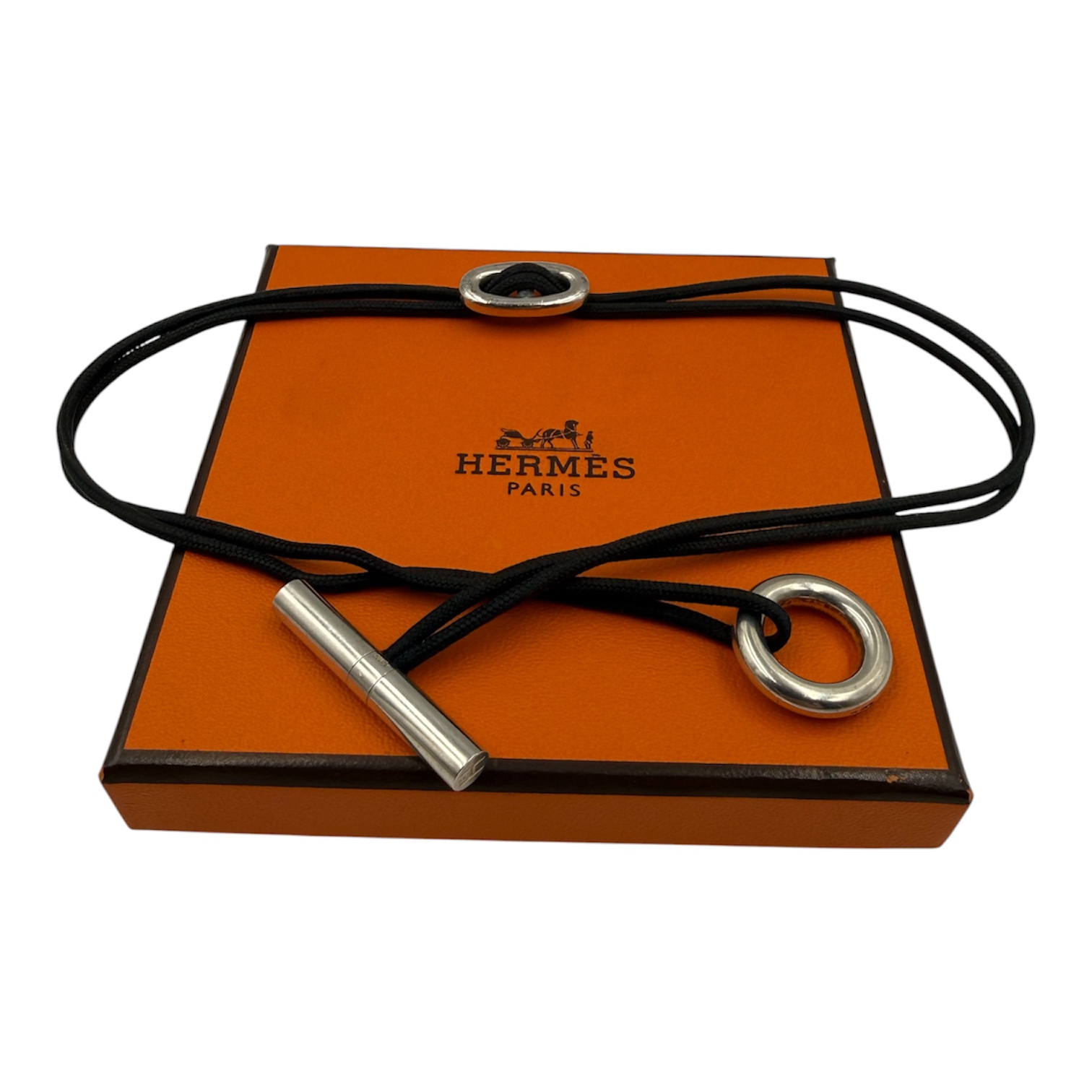 HERMES COLLIER SKIPPER EN ARGENT (AG925) CORDON NOIR PB 18.04 GR + BOITE