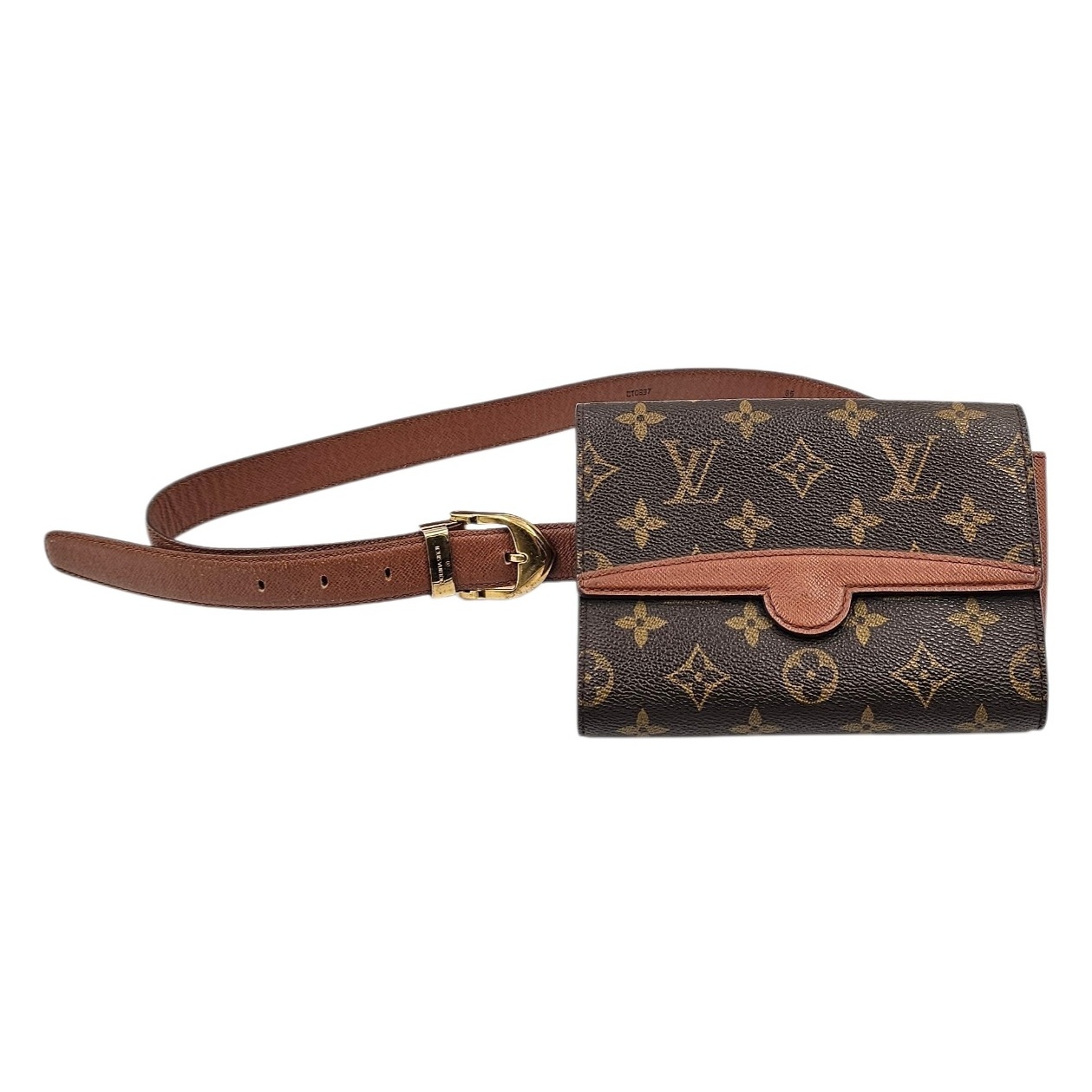 LOUIS VUITTON POCHETTE TOILE MONOGRAM (MI1917) + CEINTURE CUIR (CT0897) T.85