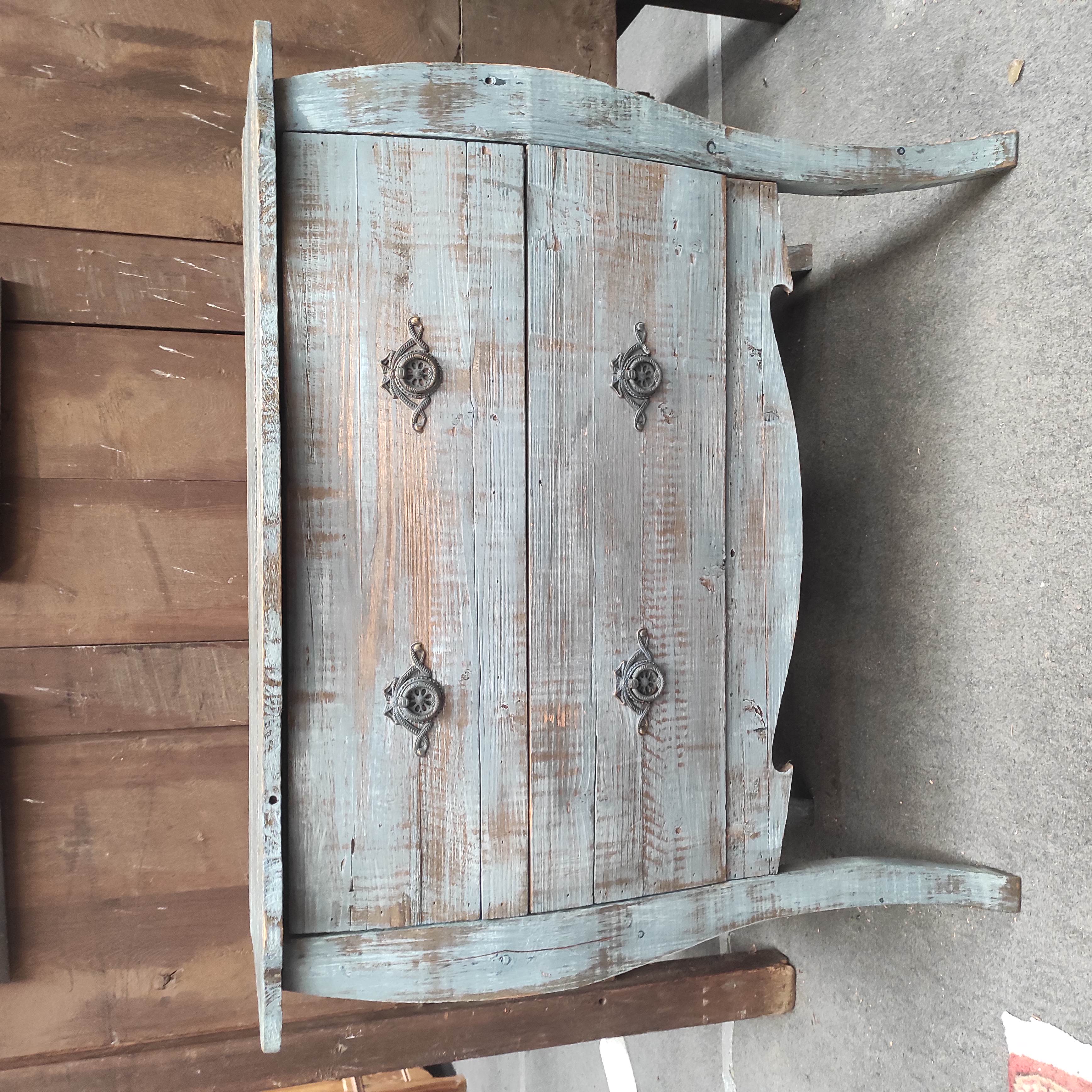 COMMODE 2 TIROIRS CERUSEE BLEUE 87 x 75 x 46 CM