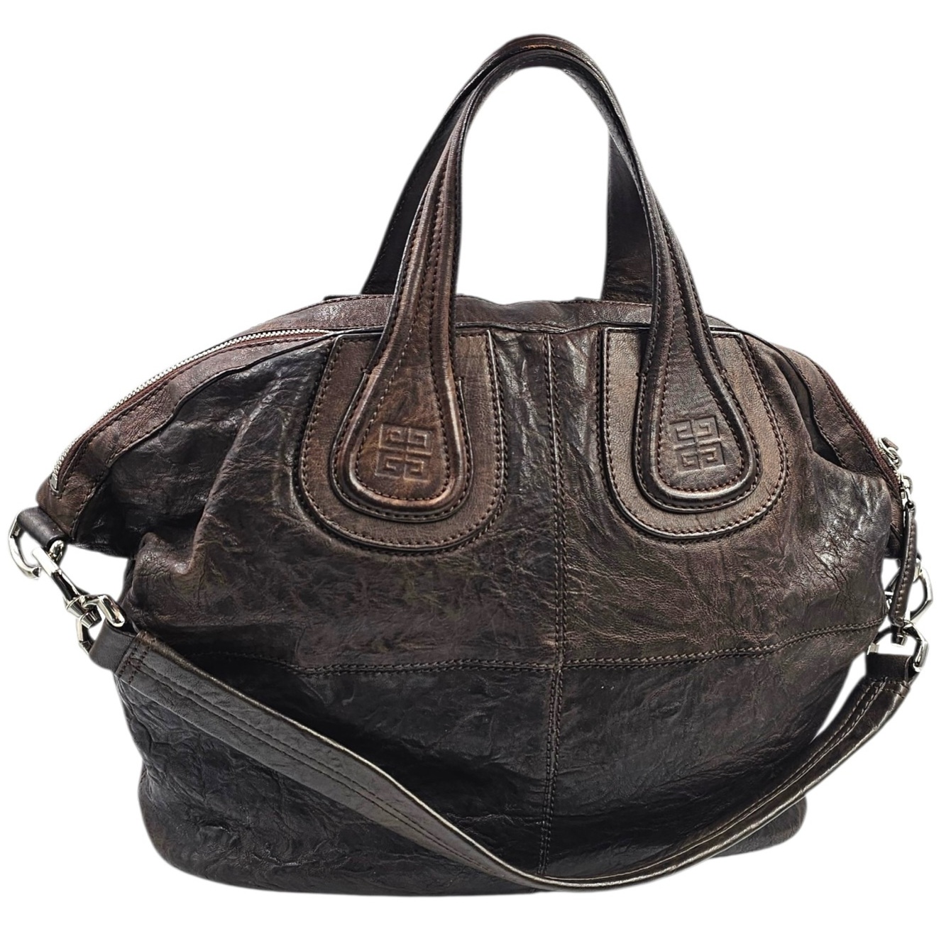 GIVENCHY SAC NIGHTINGALE CUIR MARRON CHOCOLAT (MA0048) + BANDOULIERE + DUST BAG