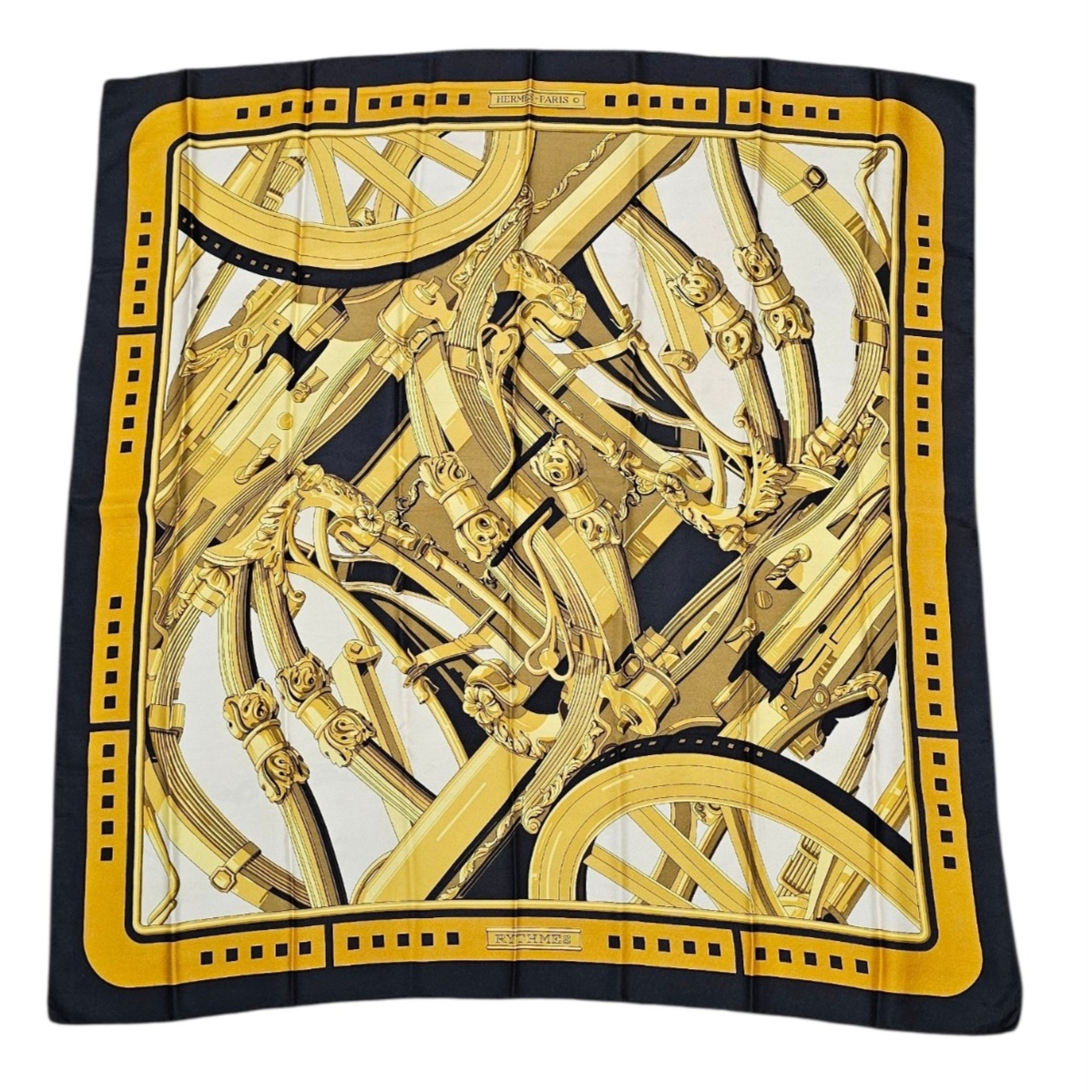 HERMES CARRE RYTHMES DE CATY LATHAM CONTOUR NOIR 