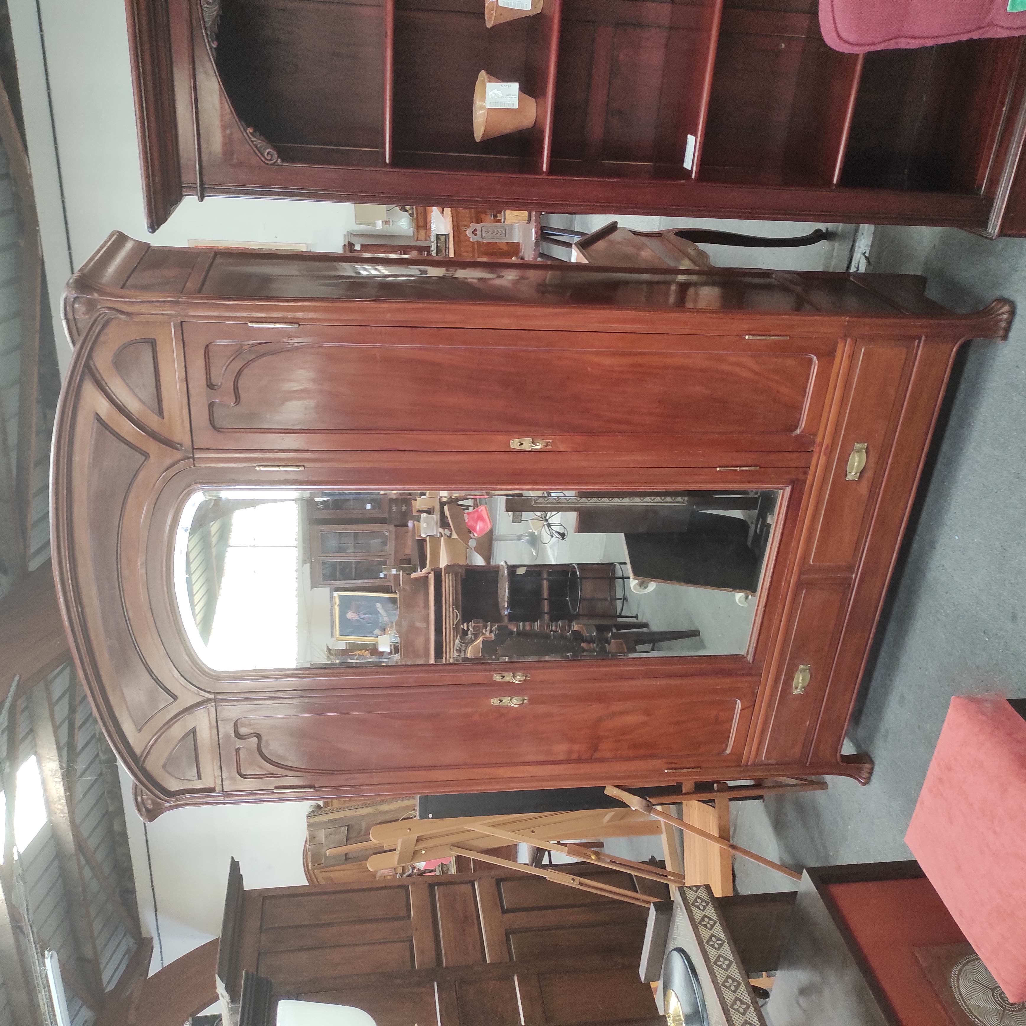 ARMOIRE 3 PORTES 156/225/45 CM STYLE ART NOUVEAU EN ACAJOU