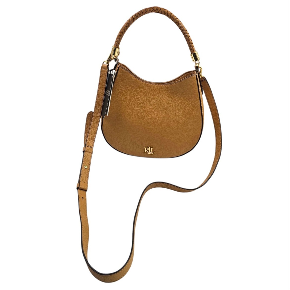 RALPH LAUREN SAC CHARLI 22 EN CUIR MARRON TAN + DUST BAG / ETAT NEUF