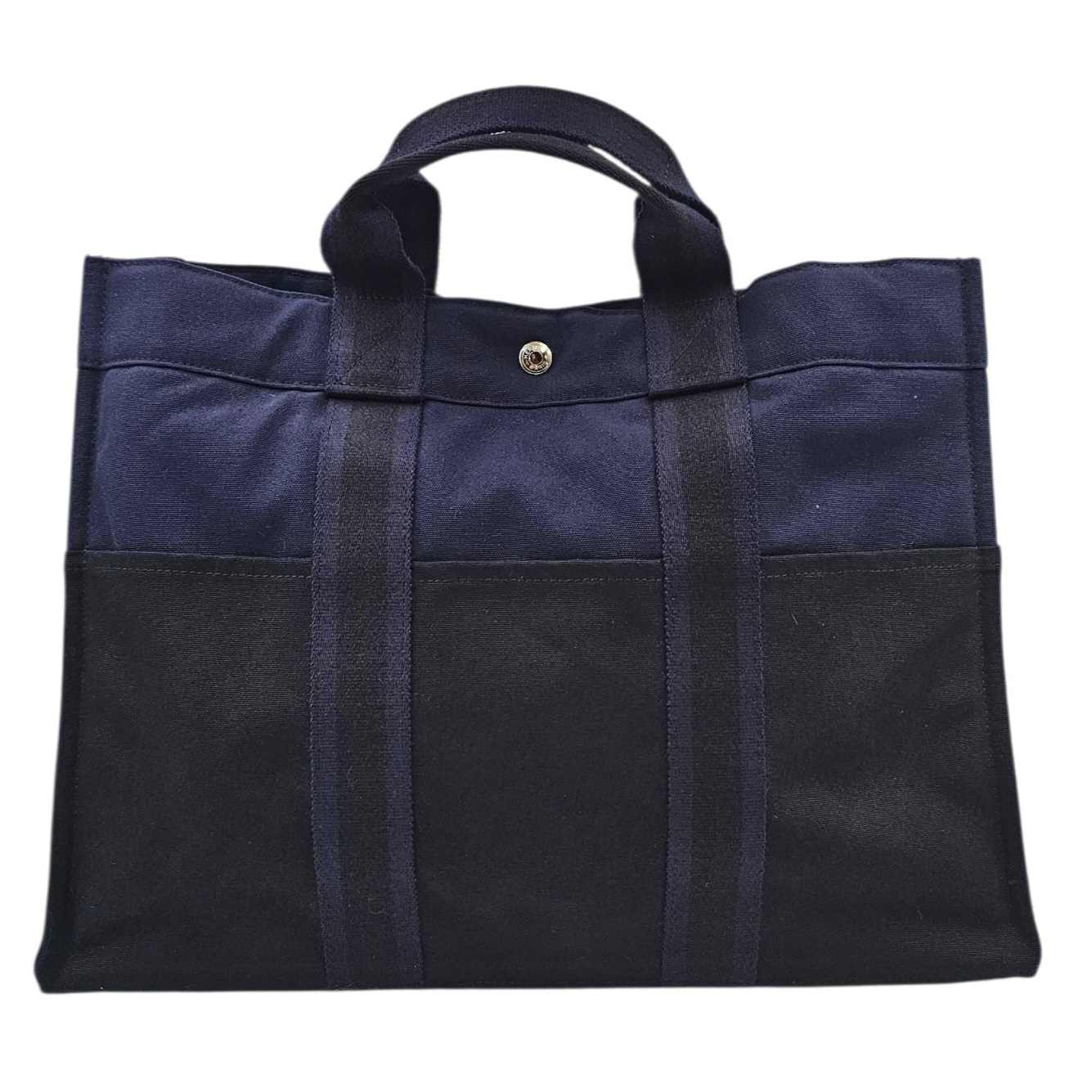 HERMES SAC FOURRE-TOUT TOTO MM EN TOILE 100% COTON NOIR / CABAN - ETAT NEUF 