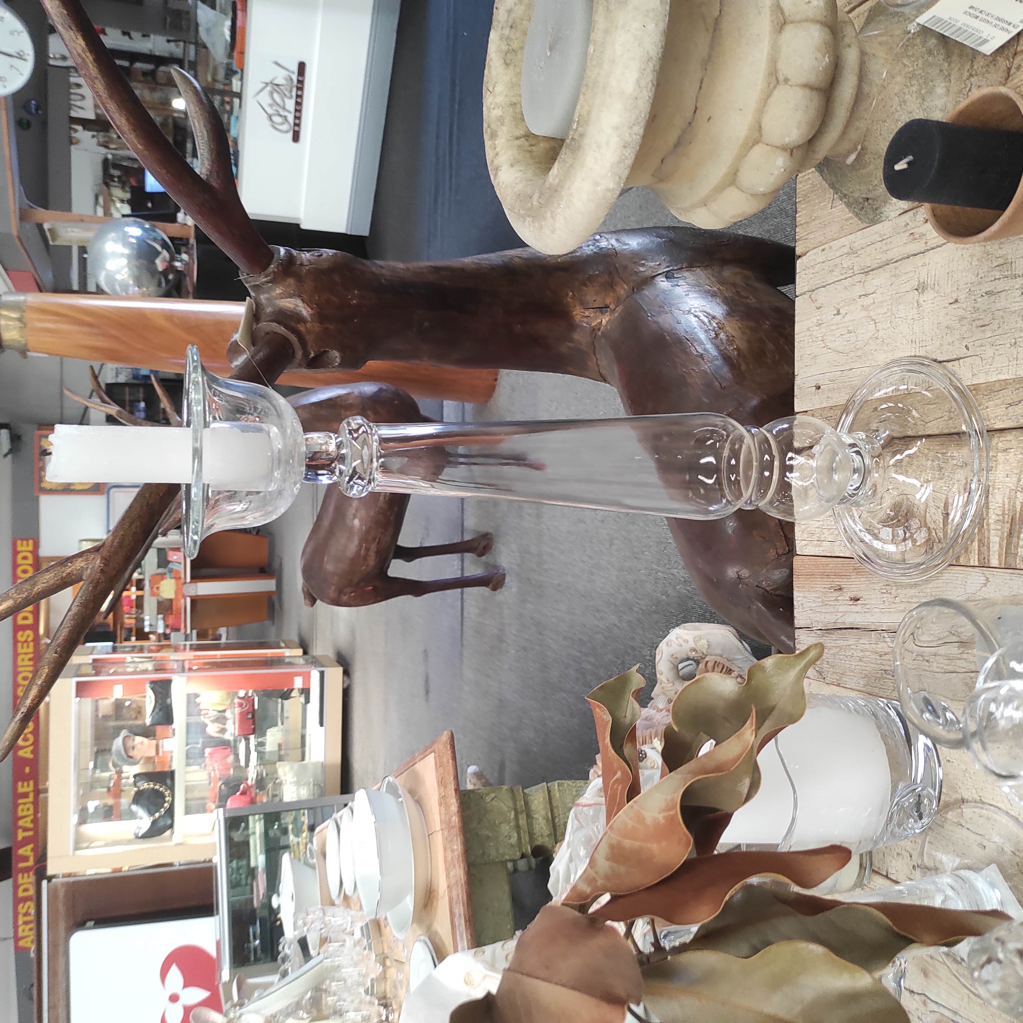 CLEYBERGH IMPORTANT BOUGEOIR EN CRISTAL - VERRE SOUFFLE H. 50.5 CM