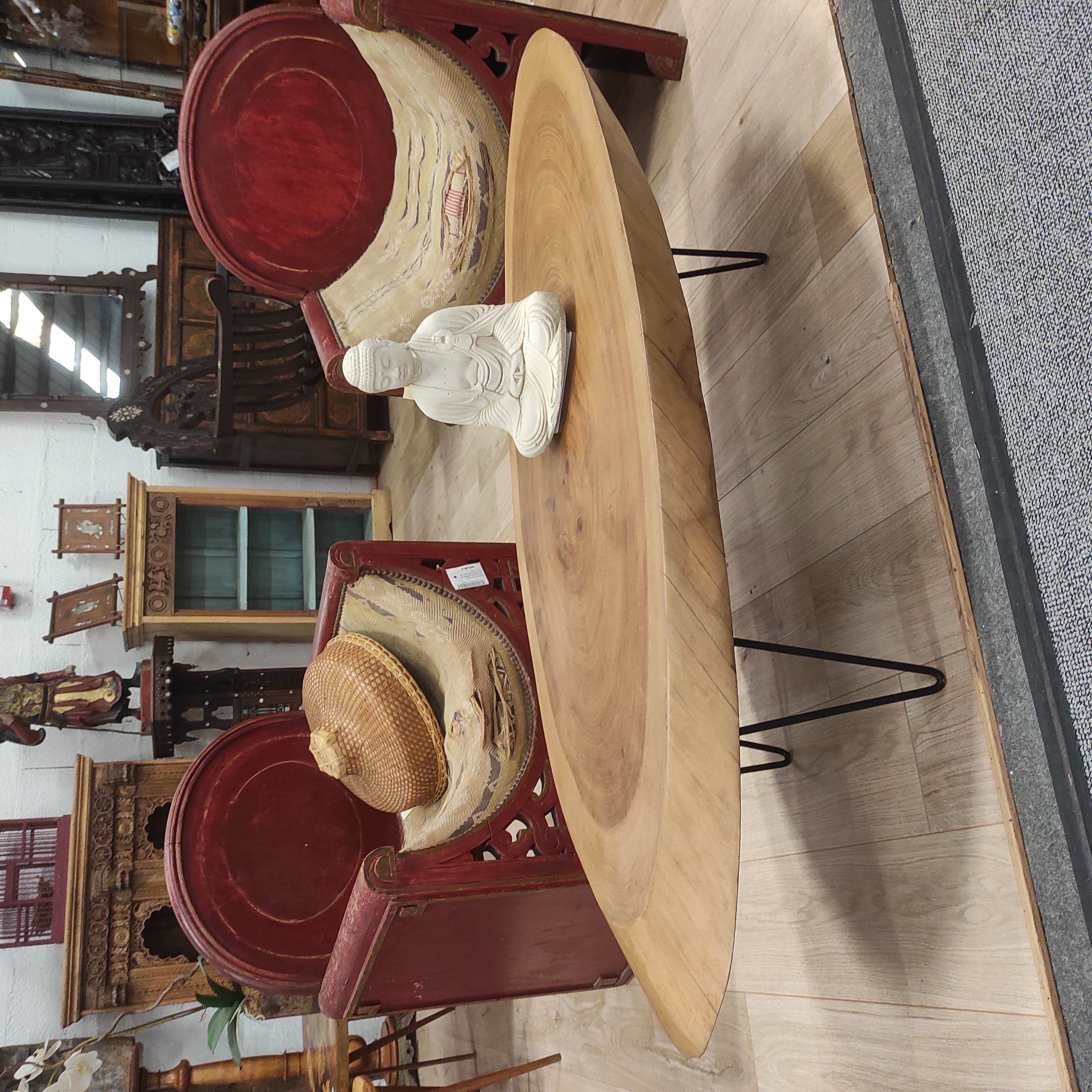GRANDE TABLE BASSE TRANCHE DE BOIS MASSIF 143 x 54 x 36 CM