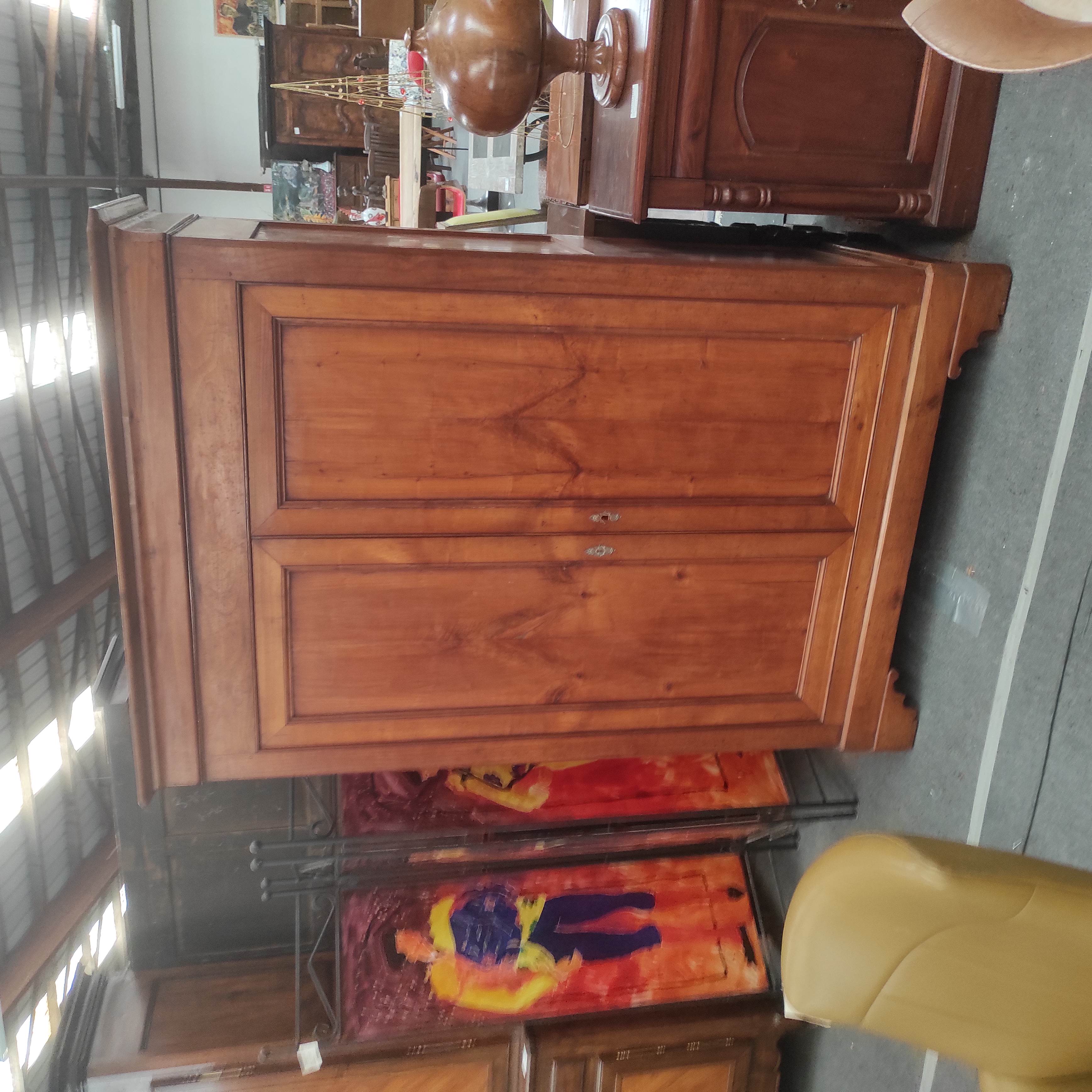ARMOIRE PENDERIE 2 PORTES 130/207/65 CM EN MERISIER