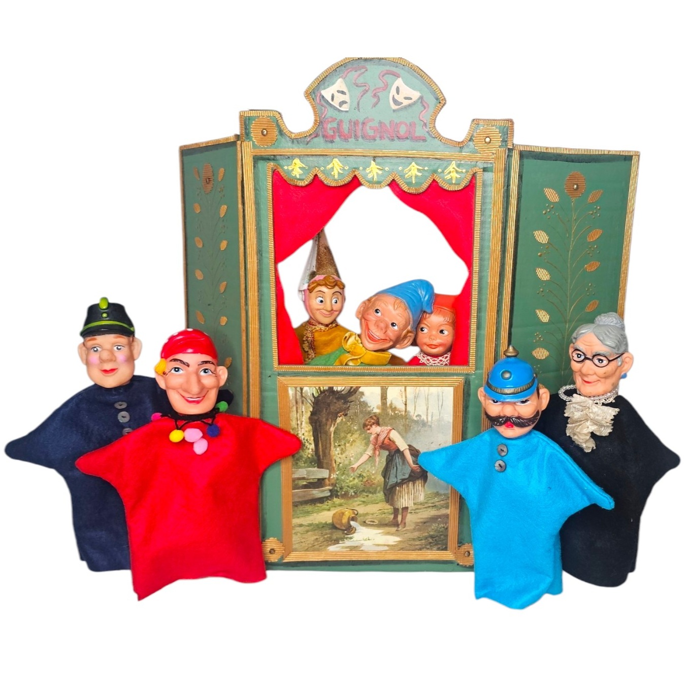 GUIGNOL ANCIEN +7 FIGURINES