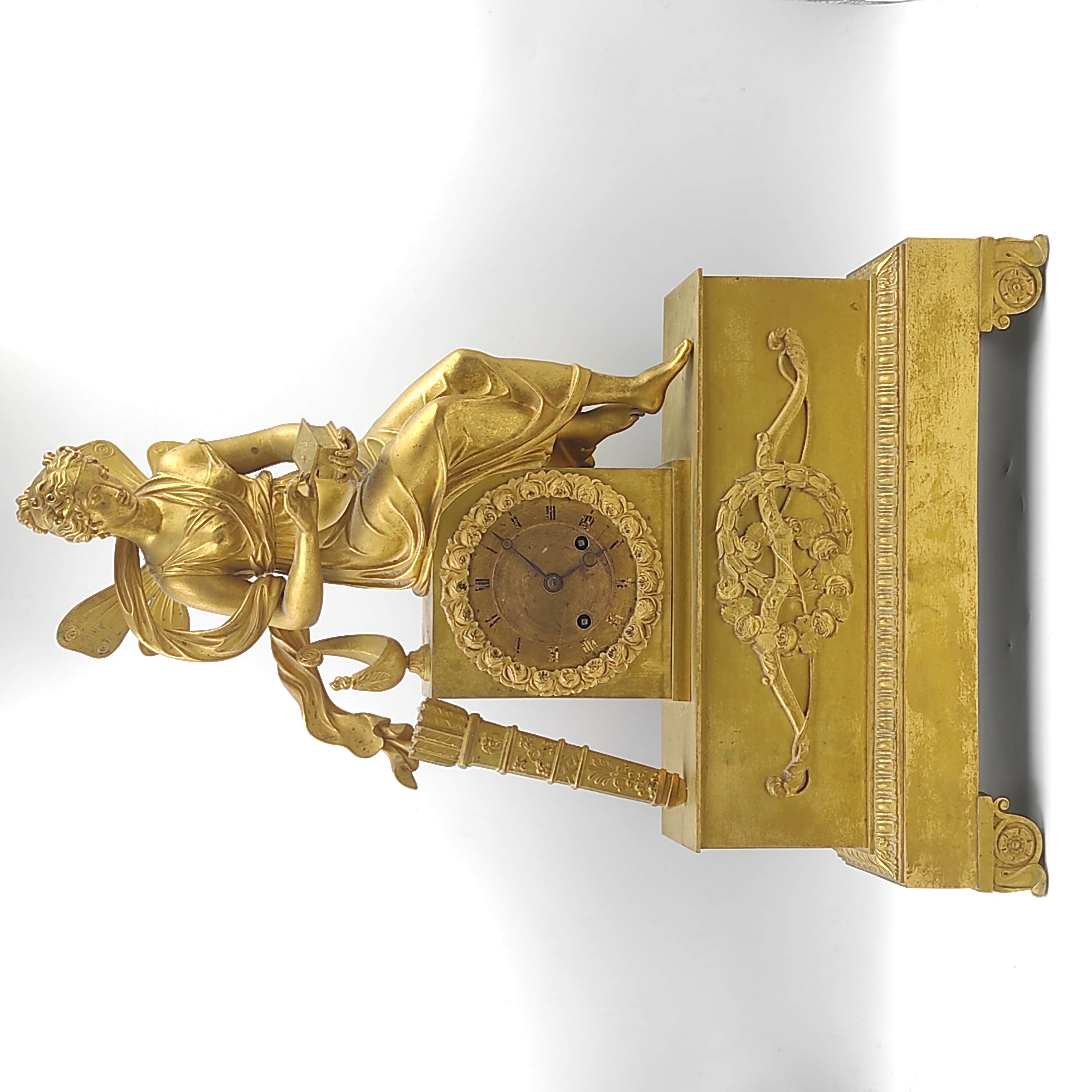 PENDULE EMPIRE EN BRONZE LA DEESSE PSYCHE EN L ETAT 48 x 30 x 11 CM 