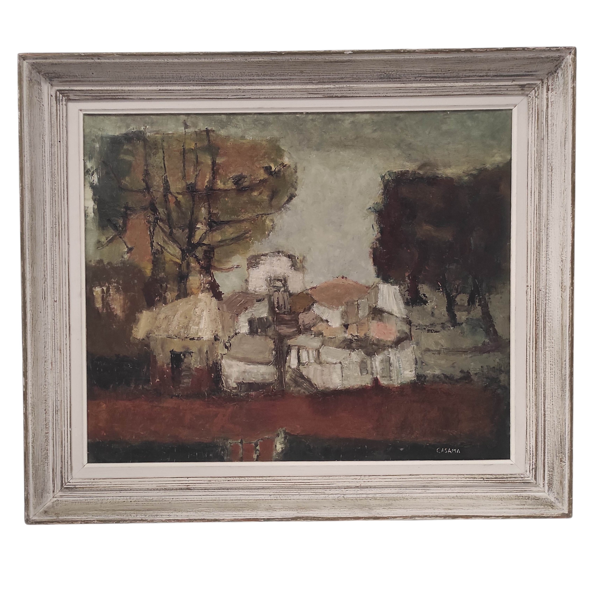 HST DE GUY CASAMA LE VILLAGE 71 CM X 58 CM HORS CADRE 