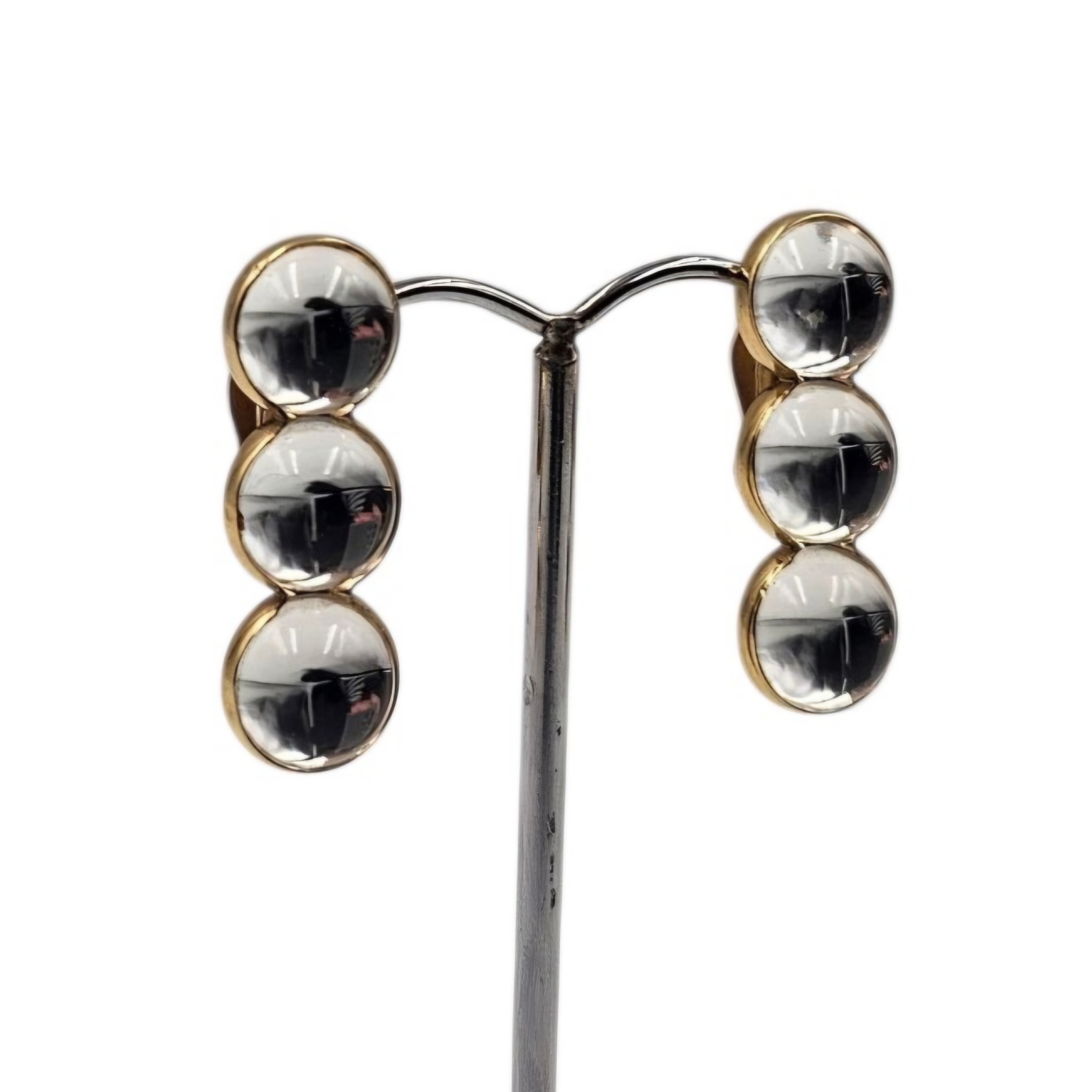 LALIQUE BOUCLES D OREILLES A CLIP EN PLAQUE OR ET CRISTAL
