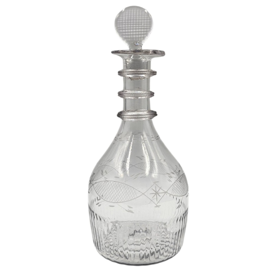 CORK GLASS CARAFE IRLANDAISE VERRE SOUFFLE 1815/1820 GEORGESIII H 27.9 D 11.1 CM