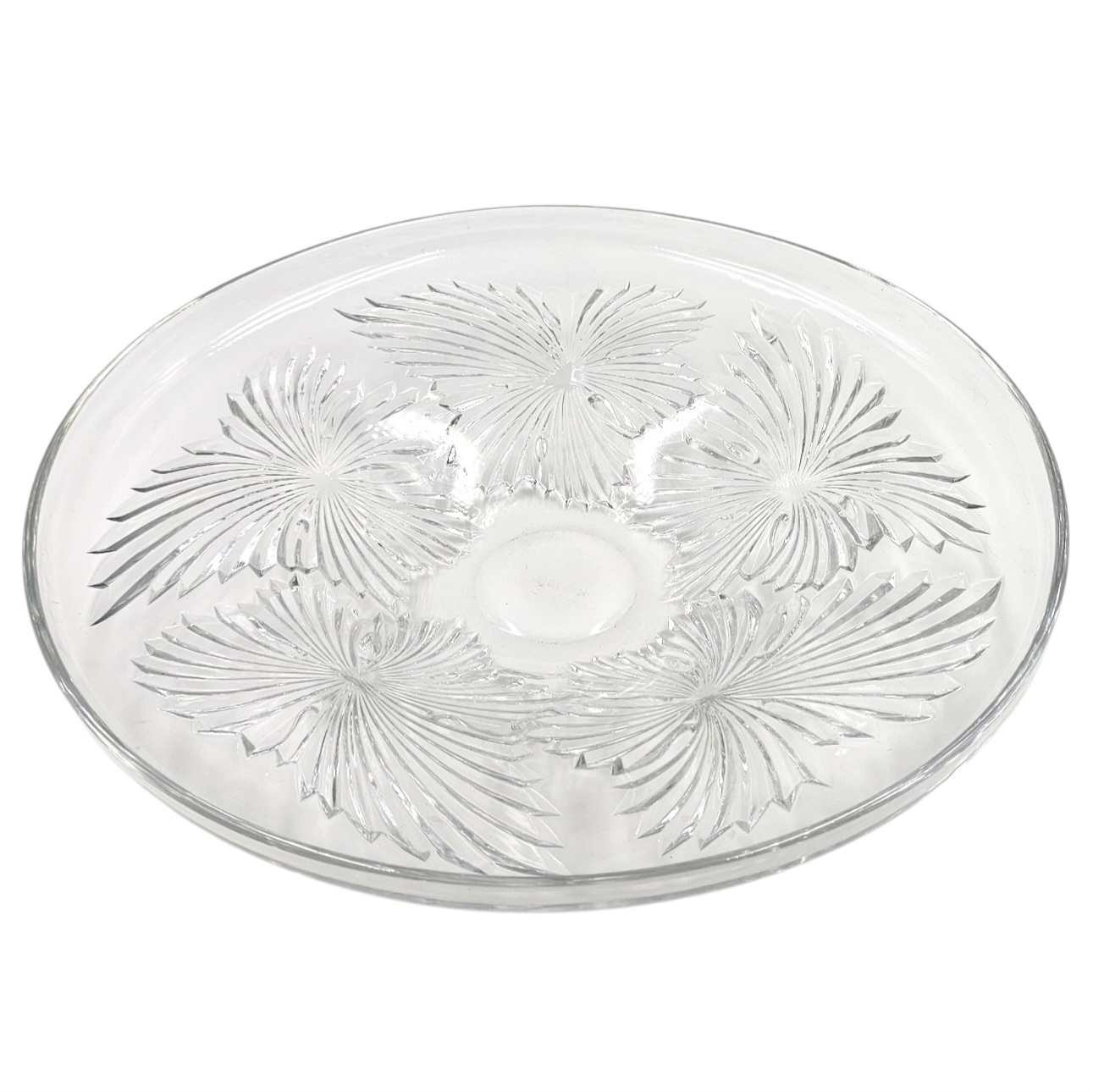 LALIQUE IMPORTANT PLAT EN CRISTAL MOULE DECOR FLORA RAYONNANT 34.5CM