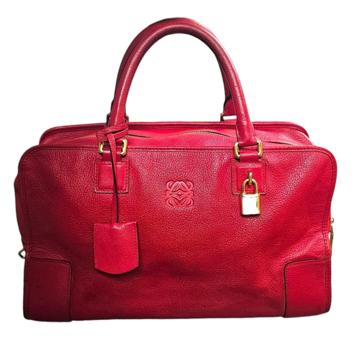 LOEWE SAC AMAZONA 36 EN CUIR ROUGE (011205) EN L ETAT (TACHES - FROTTES) + DB