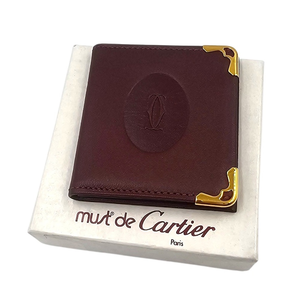 CARTIER PETIT PORTE-PHOTOS EN CUIR BORDEAUX + ECRIN