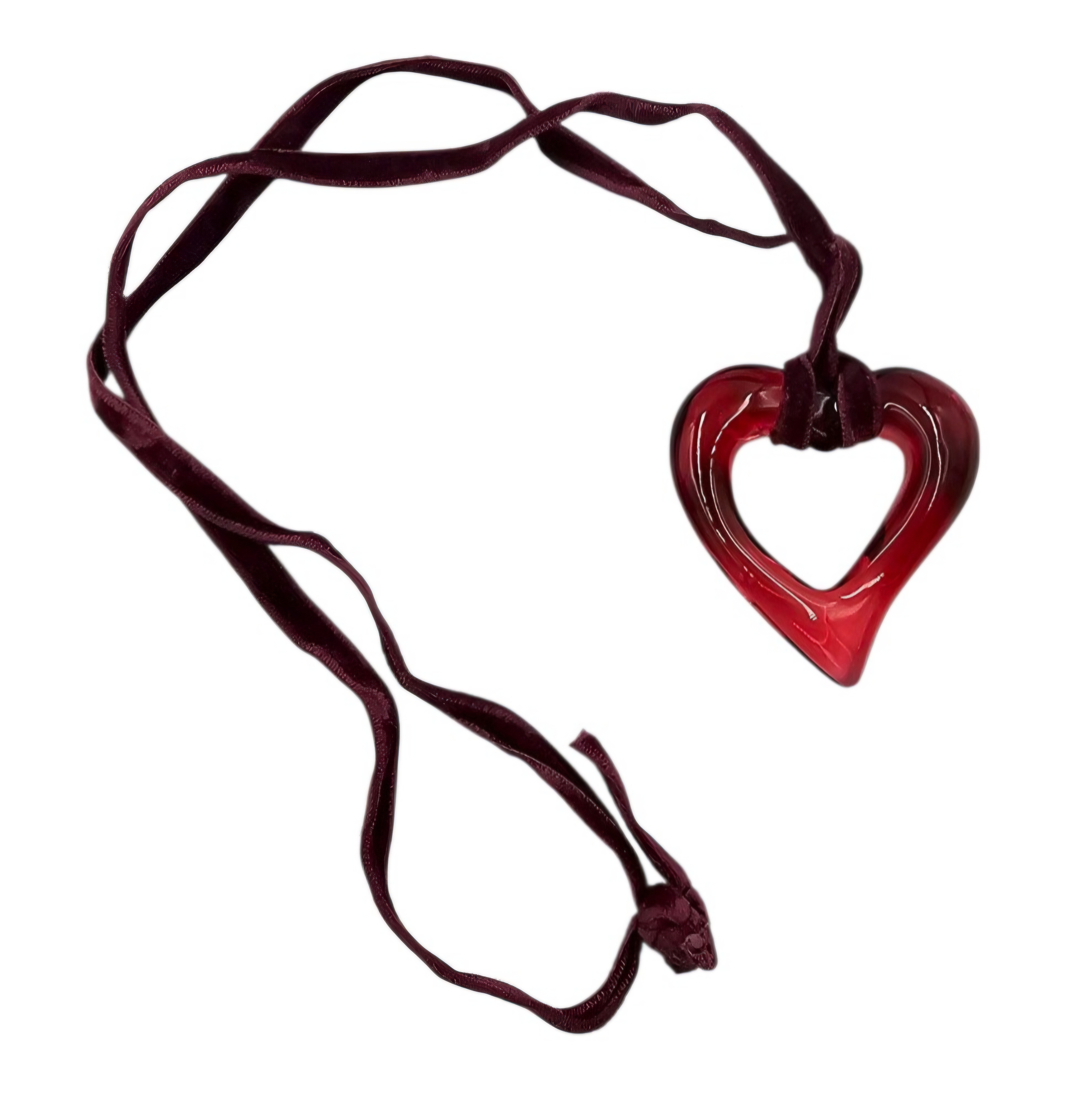 BACCARAT PENDENTIF COEUR CRISTAL ROUGE SUR CORDON + ECRIN