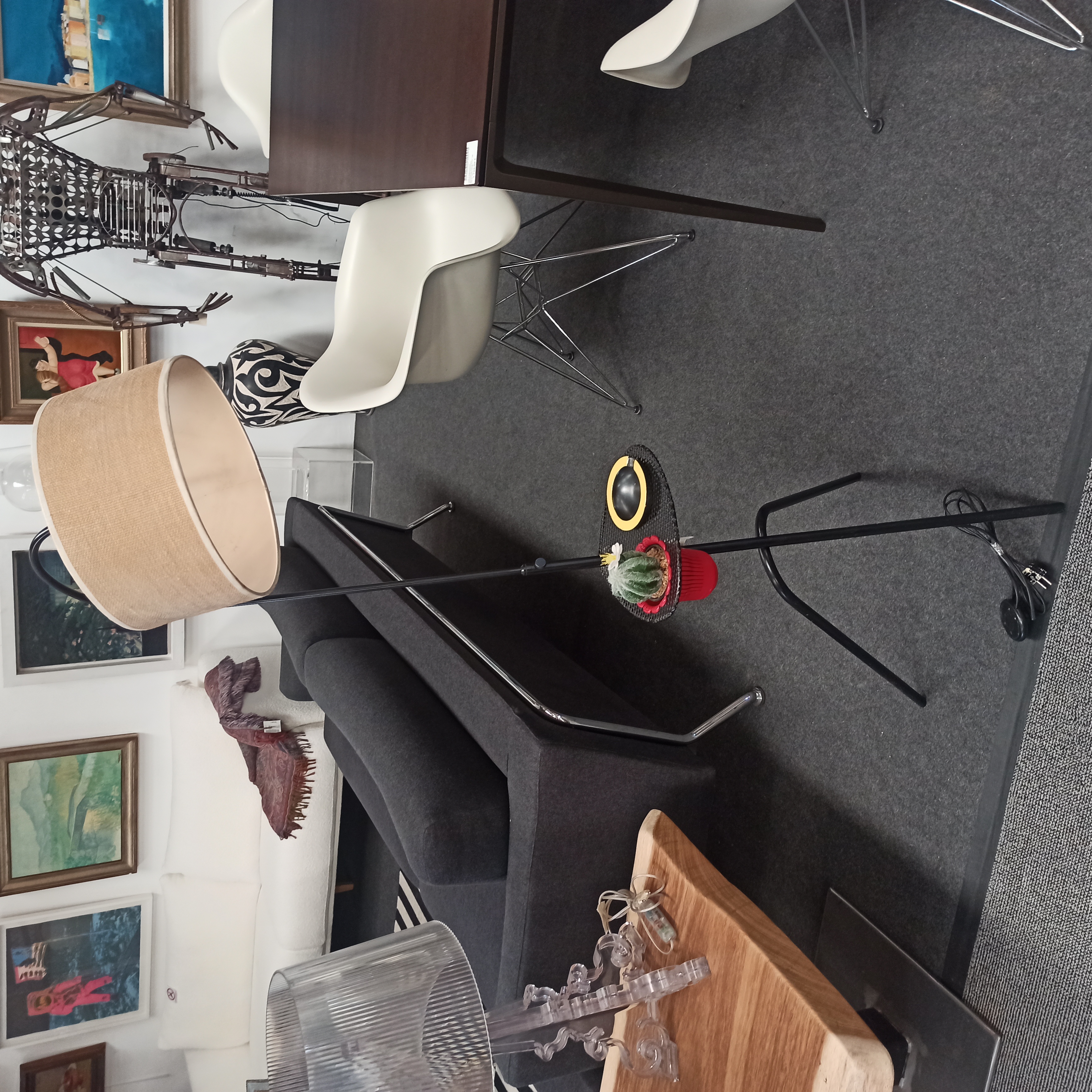 LAMPADAIRE VINTAGE AVEC CENDRIER ET CACTUS 145 CM ANNEES 50