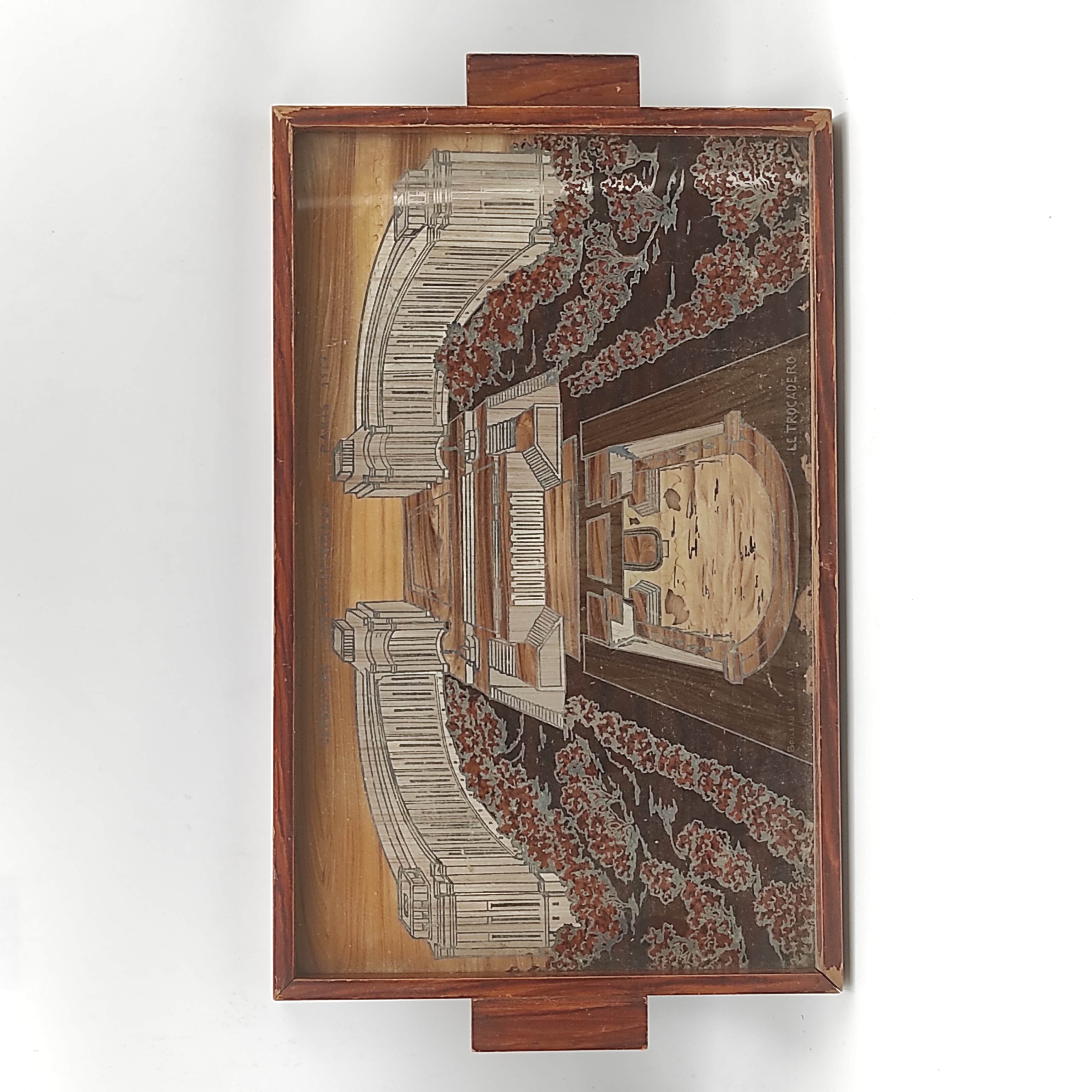 CARLU BOILIEU ET AZEMA PLATEAU 46 CM DECOR TROCADERO EXPOSITION 1937 