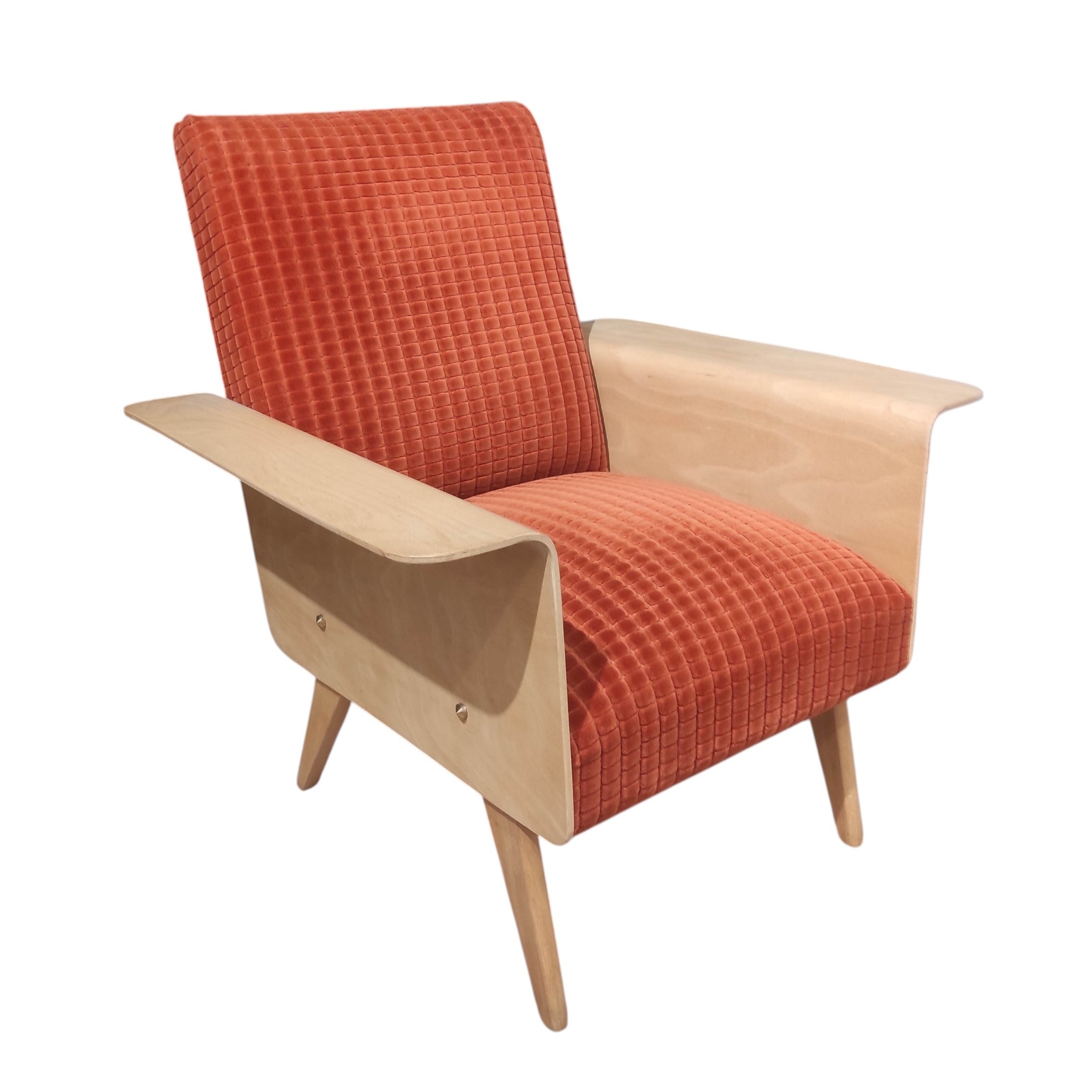 FAUTEUIL VINTAGE DLG DE GUARICHE 75/78/62 CM TISSU ORANGE