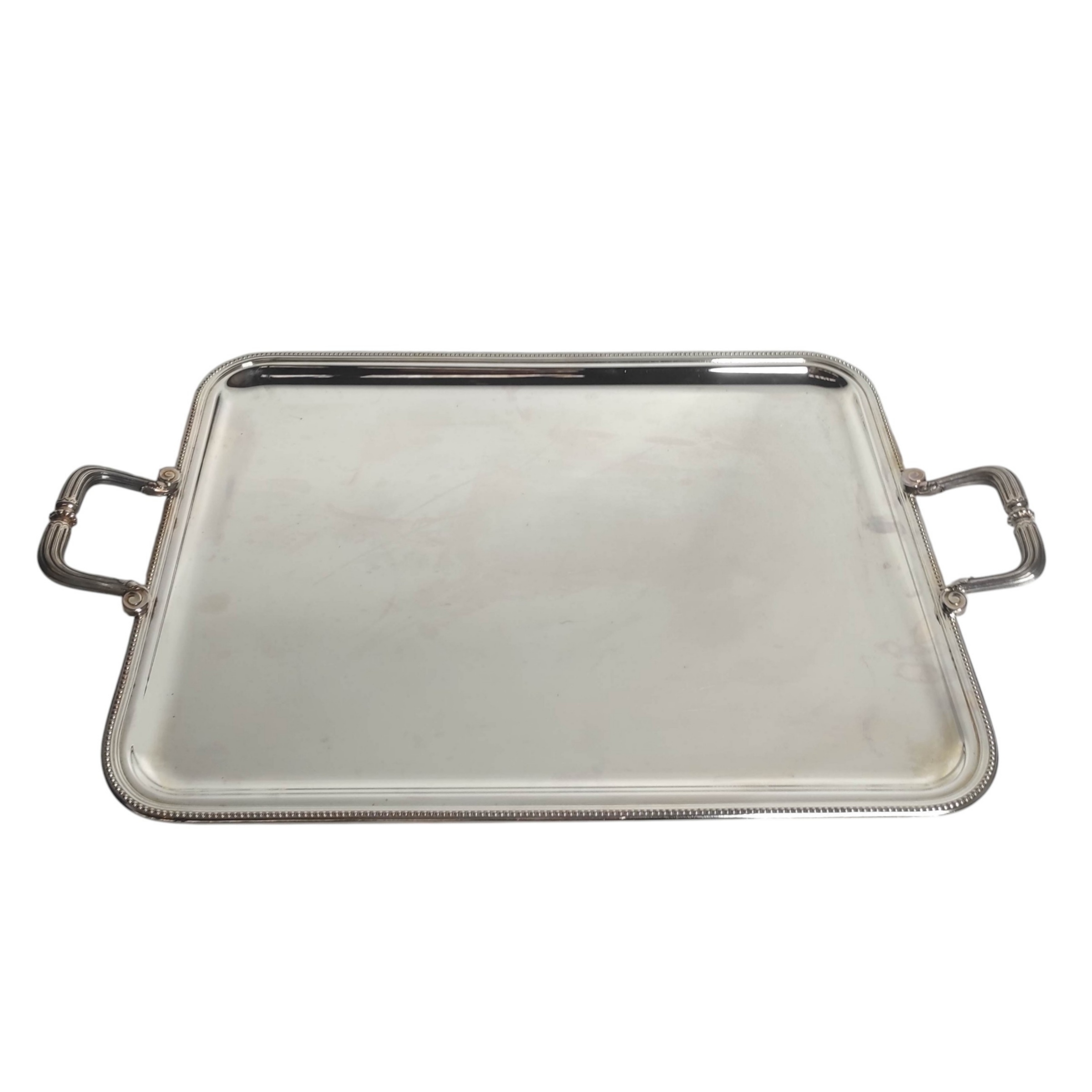 CHRISTOFLE PERLES GRAND PLAT DE SERVICE EN METAL ARGENTE