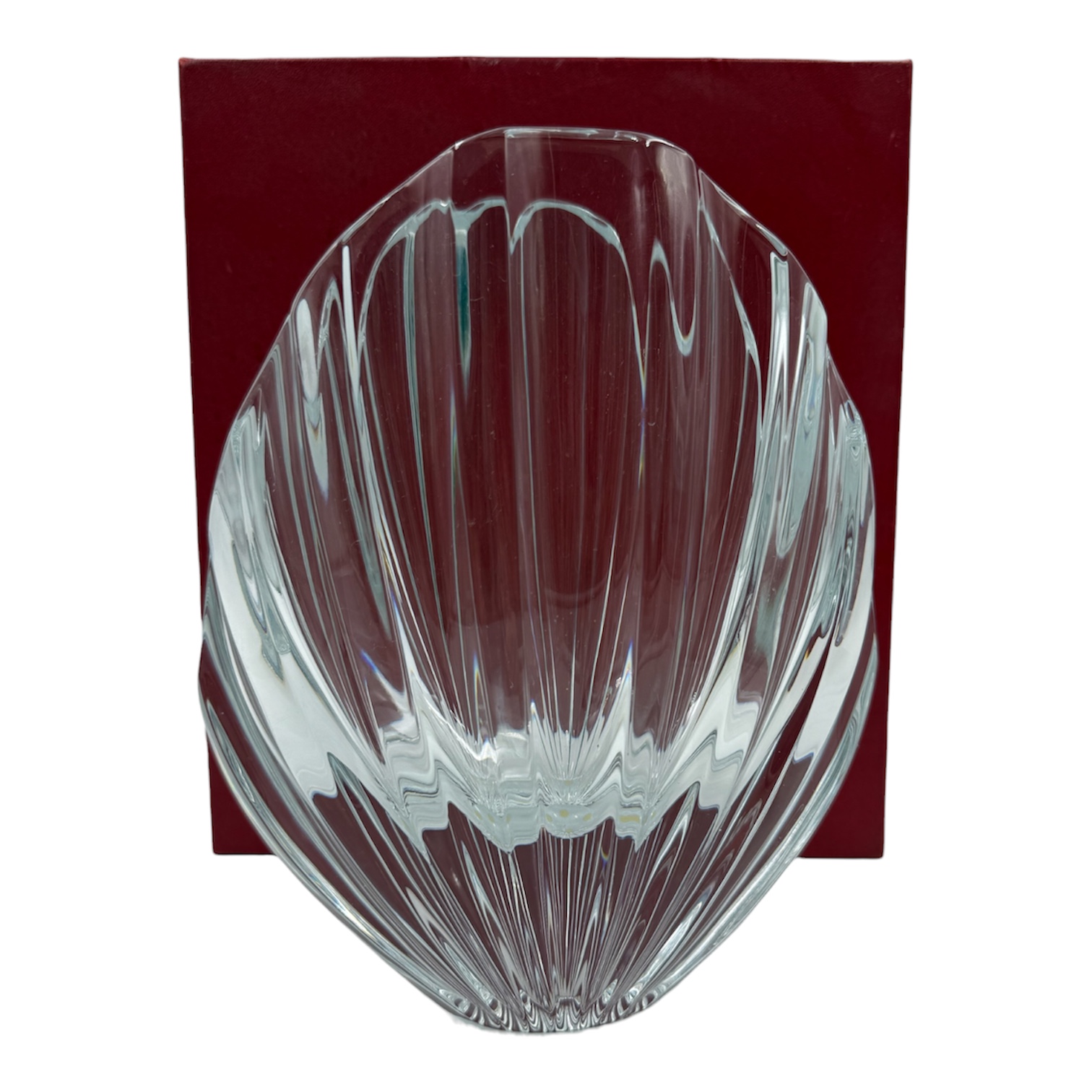 BACCARAT VASE COQUILLE EN CRISTAL + BOITE 