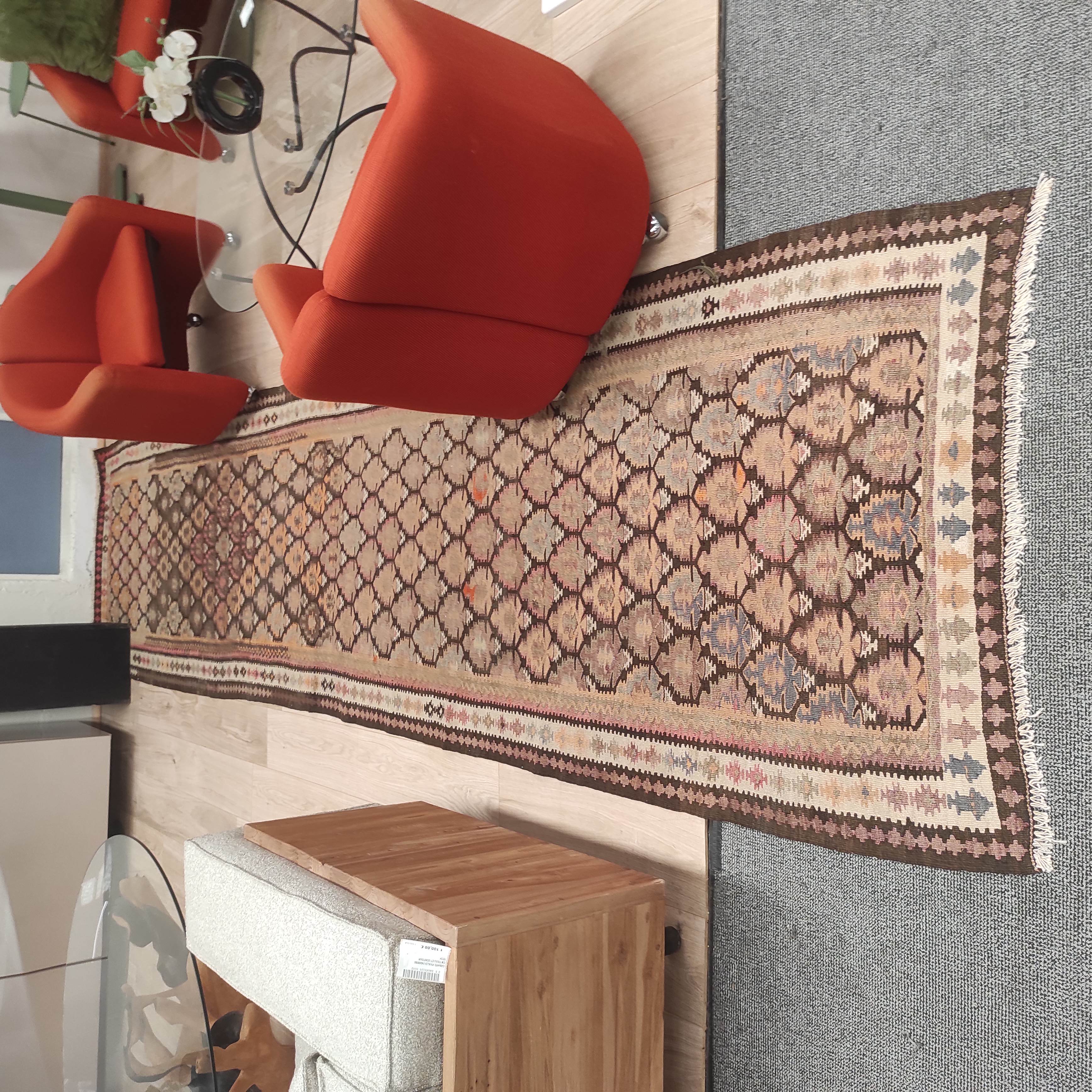 TAPIS KILIM ROSE ORANGE 105 x 430 CM