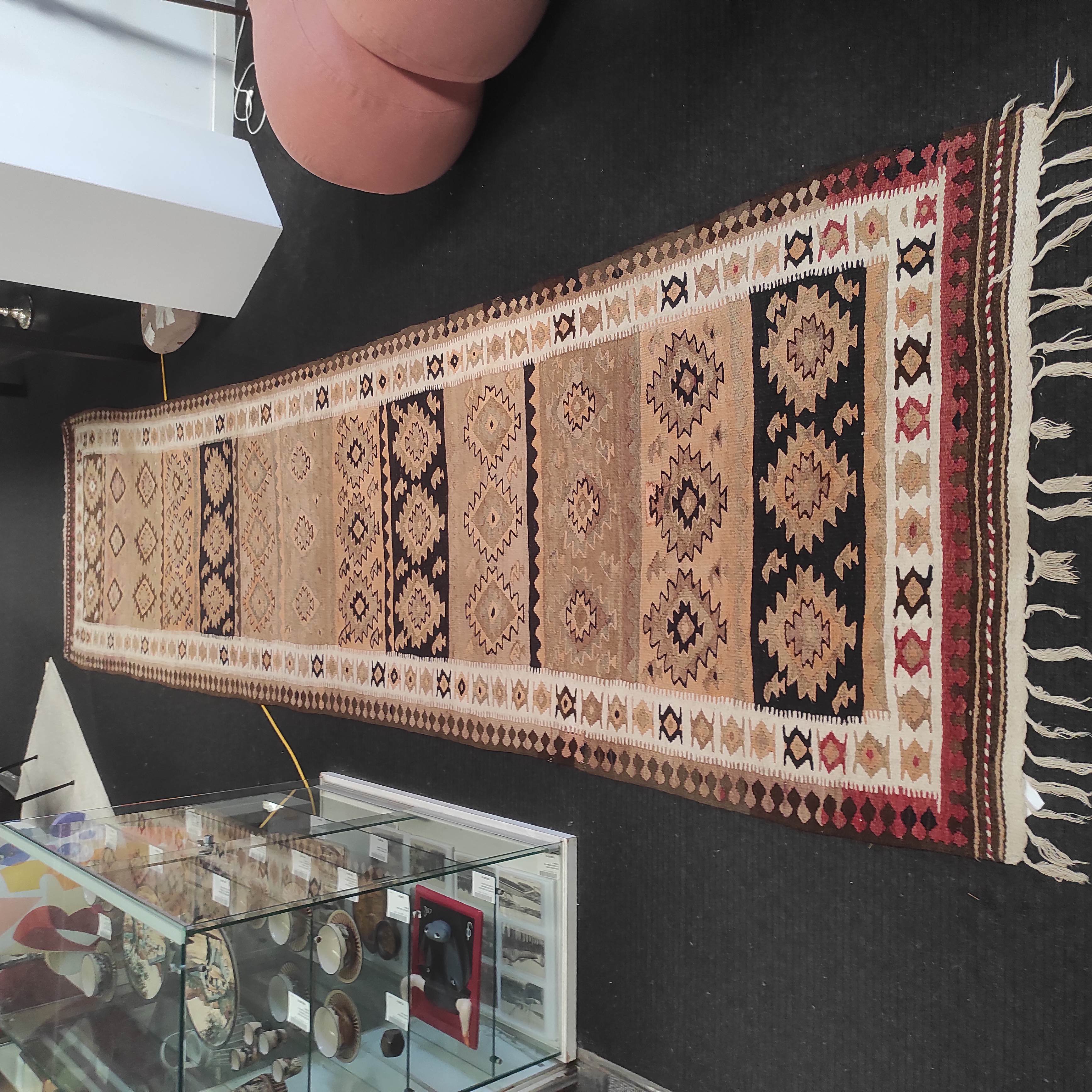 TAPIS KILIM BEIGE ET CHAIR 103 x 430 CM