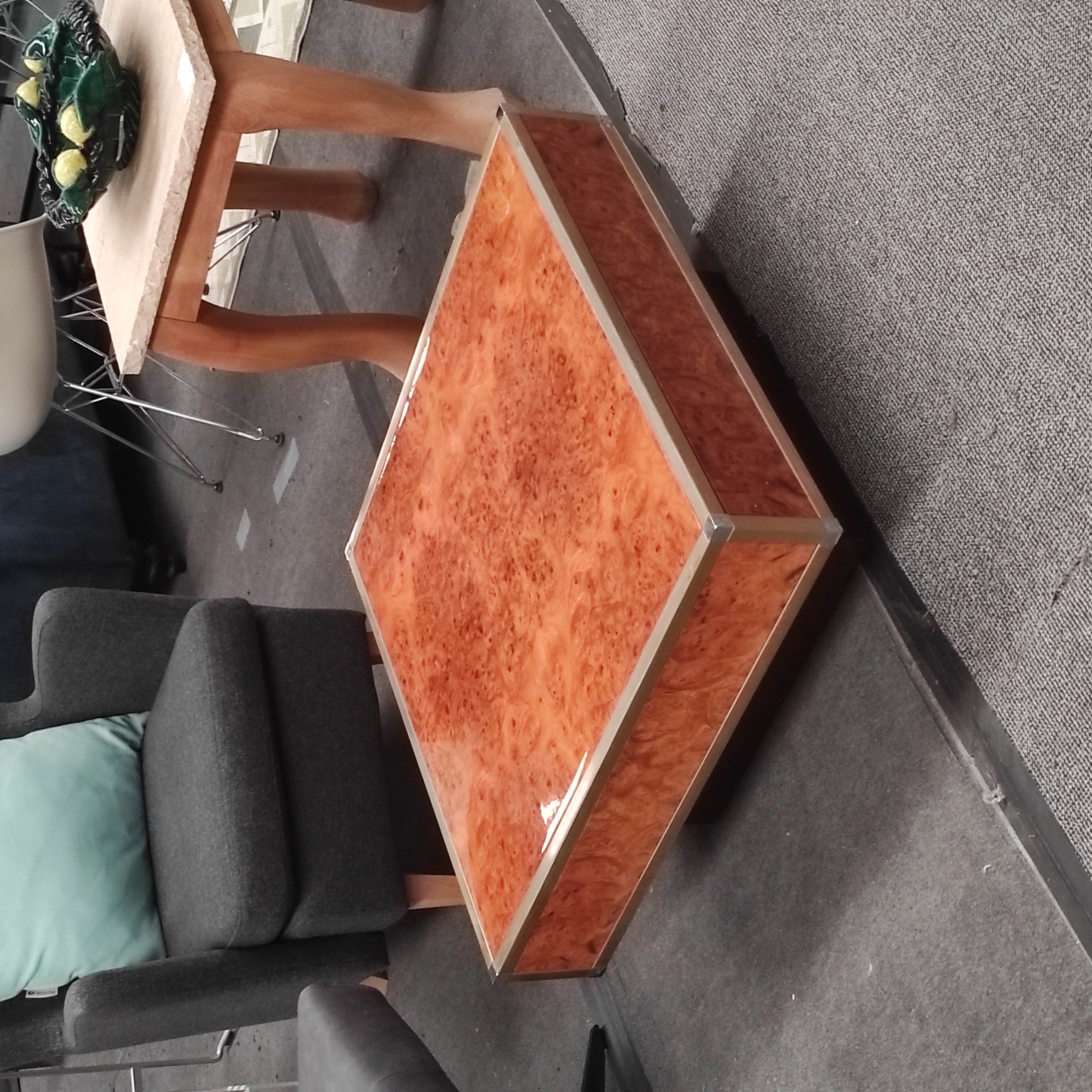 TABLE BASSE EN LOUPE D ORME ENTOURAGE METAL CHROME 76/31/76 CM
