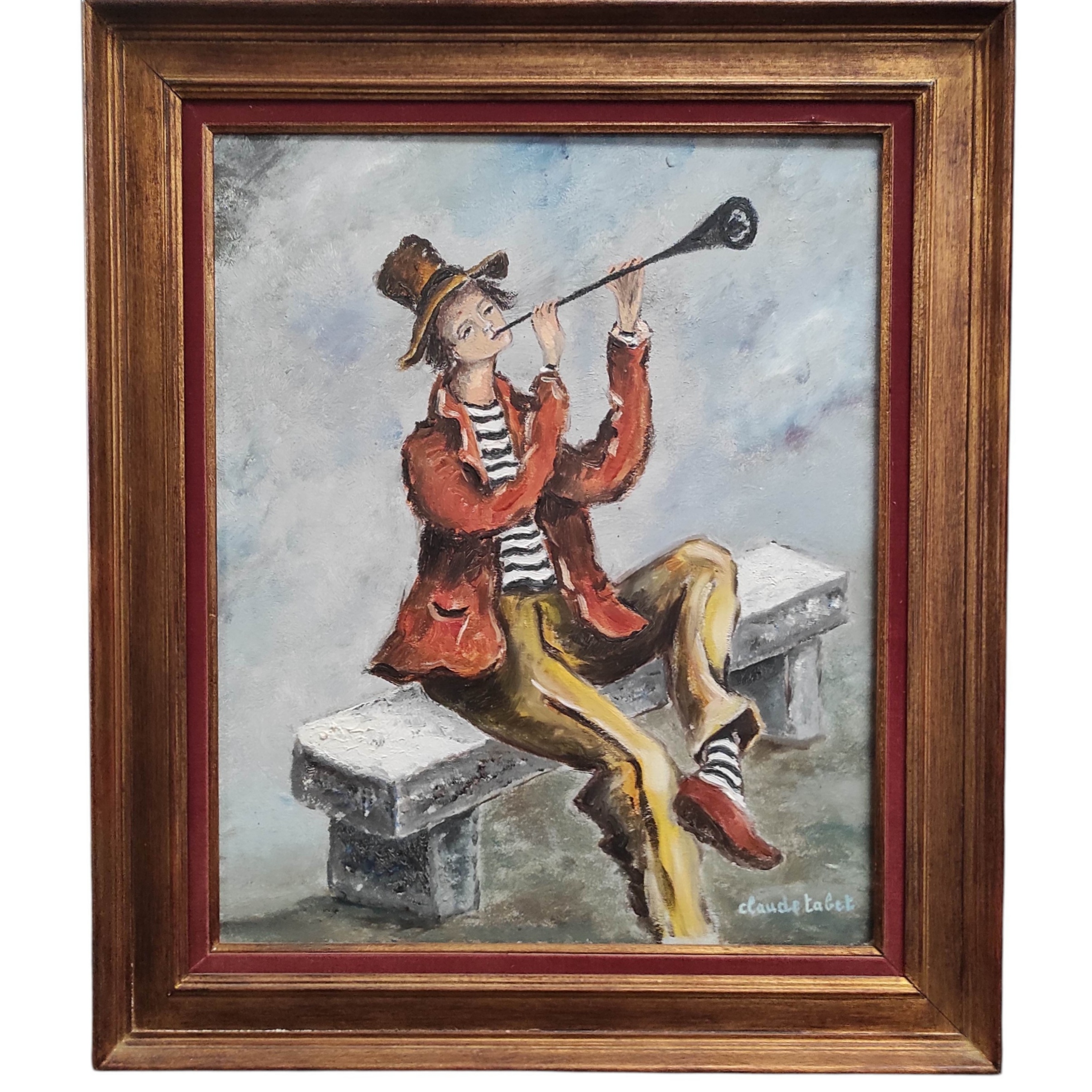 CLAUDE TABET HST LE CLOWN A LA TROMPETTE 61 x 50 CM