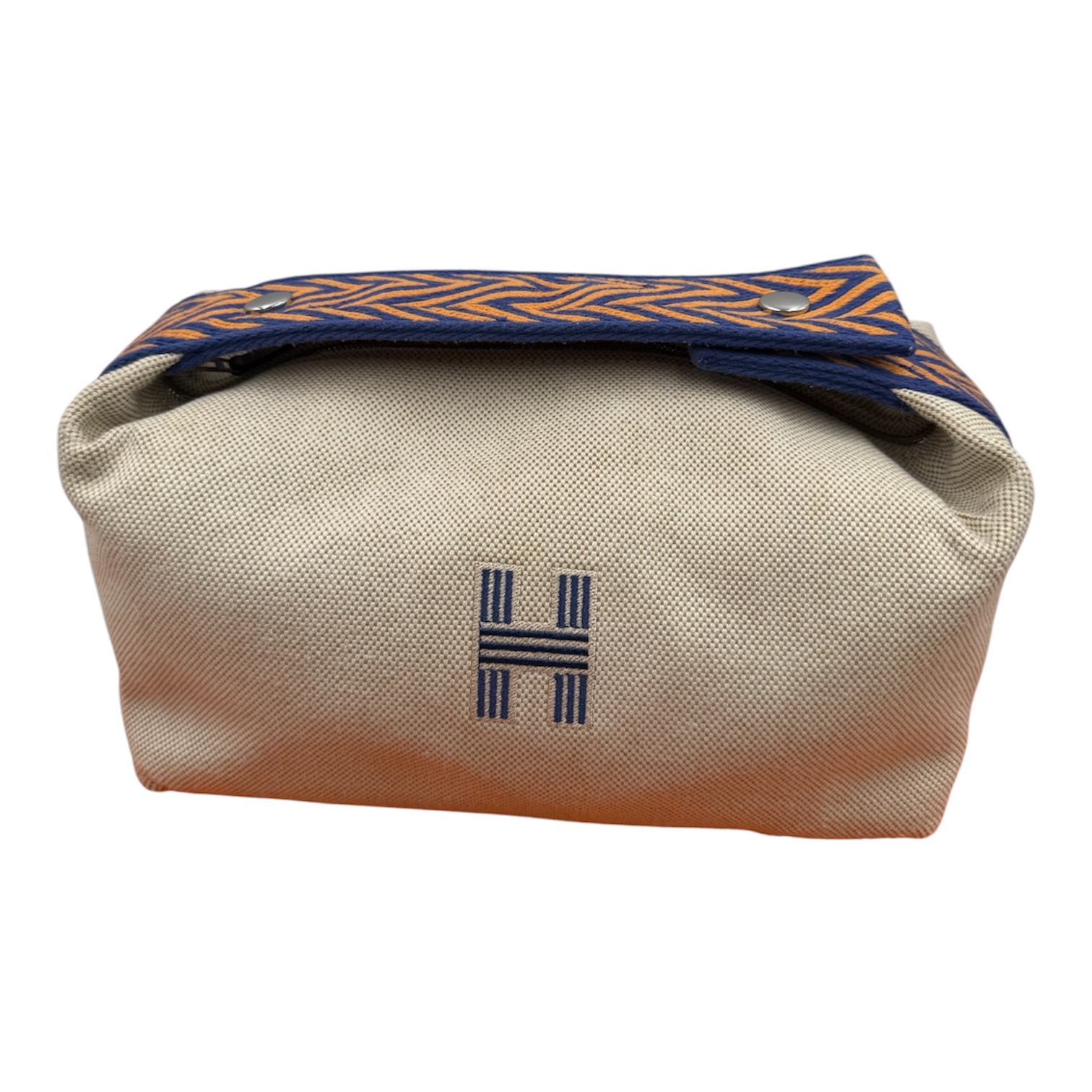 HERMES TROUSSE DE TOILETTE BRIDE A BRAC AU CHEVRON PM 100% COTON 25x21 CM