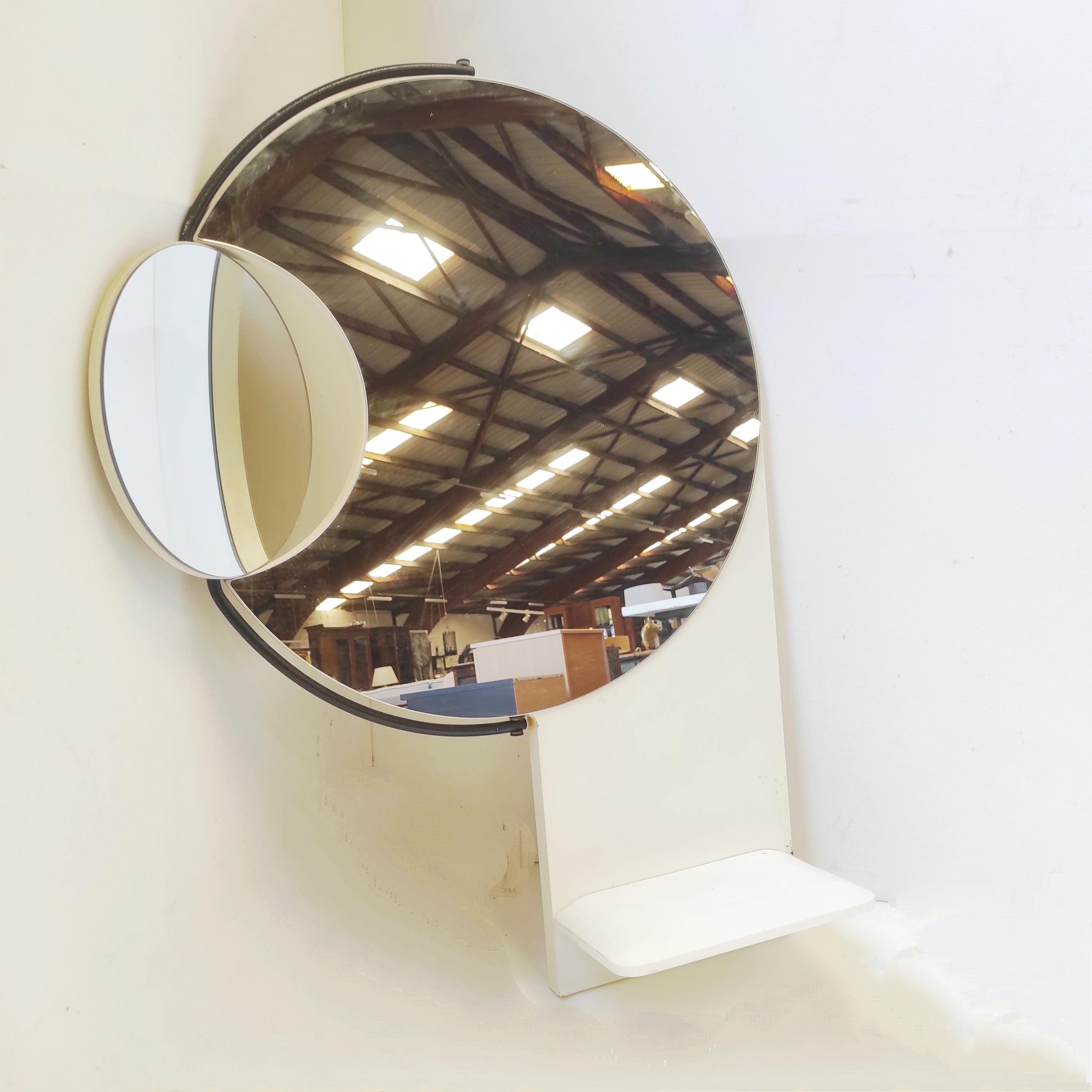 MIROIR BLANC ROND 78/100 CM ANNEES 70