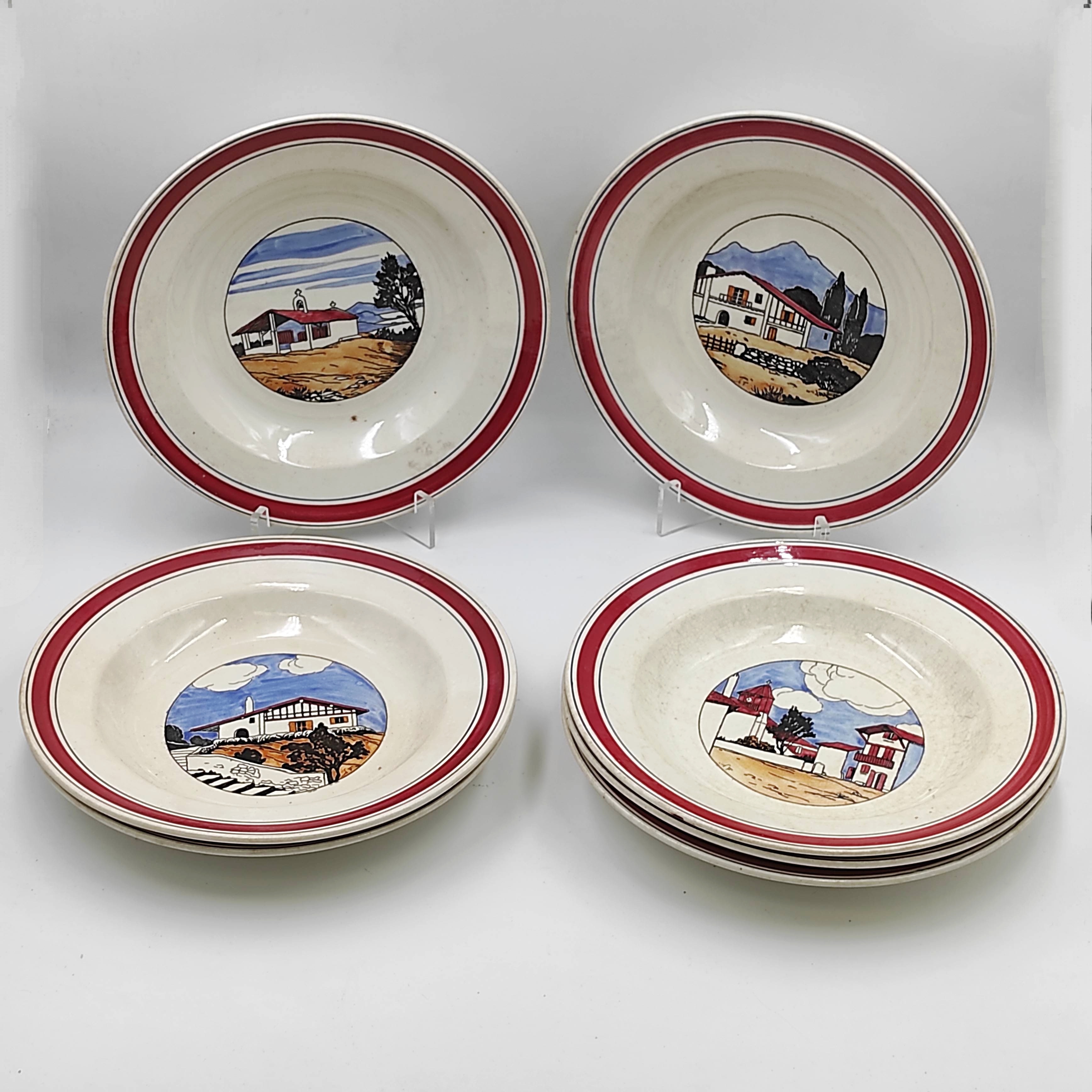 EUSKALHERRIA PAYS BASQUE 7 ASSIETTES CREUSES